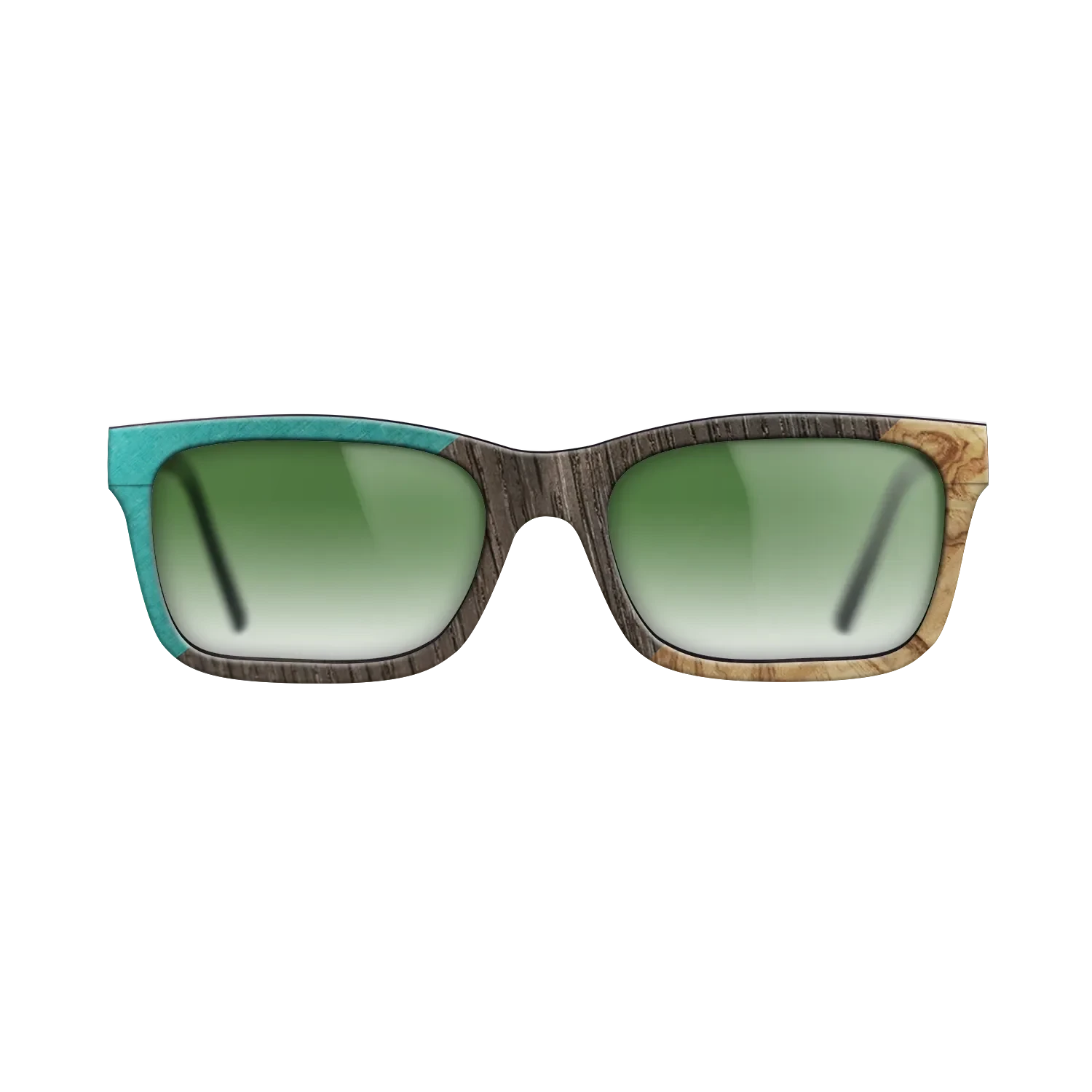 Poplar Dyed: Turquoise,Fumed Oak,Olive Burl: Angle Cut - The Sage - Block - SIRIS wood optic