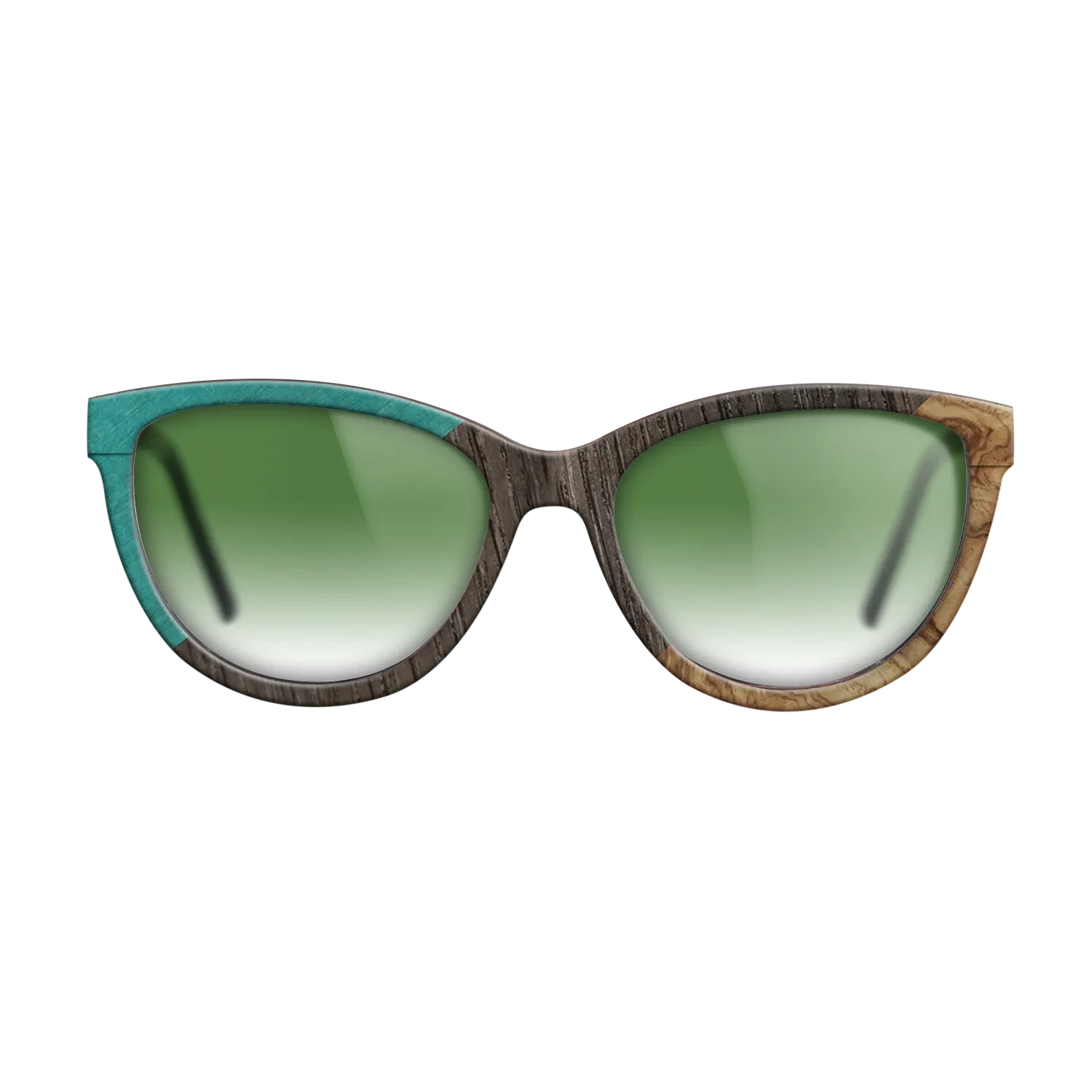 Poplar Dyed: Turquoise,Fumed Oak,Olive Burl: Angle Cut - The Maiden - Cat - SIRIS wood optic
