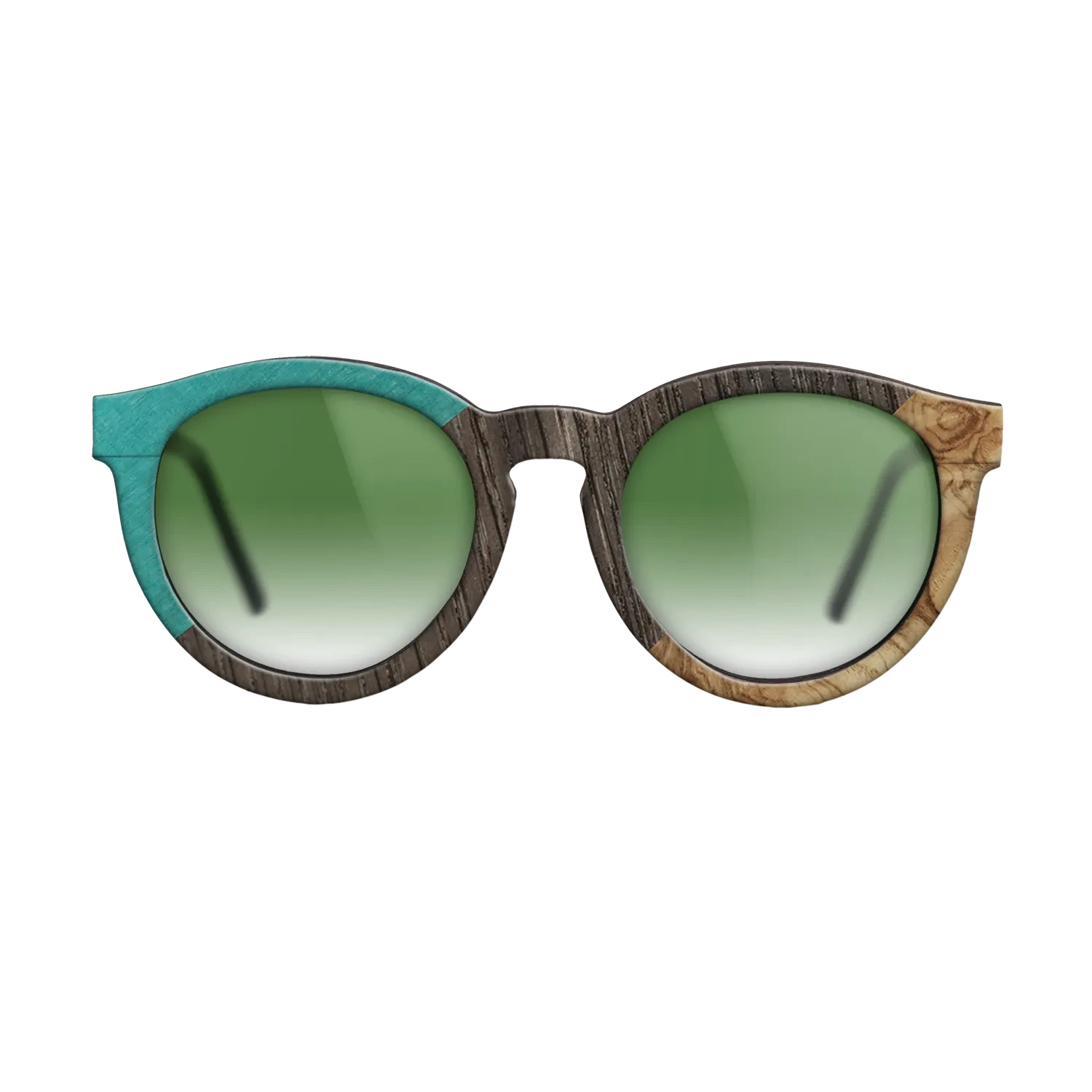 Poplar Dyed: Turquoise,Fumed Oak,Olive Burl: Angle Cut - The Rebel - Round - SIRIS wood optic