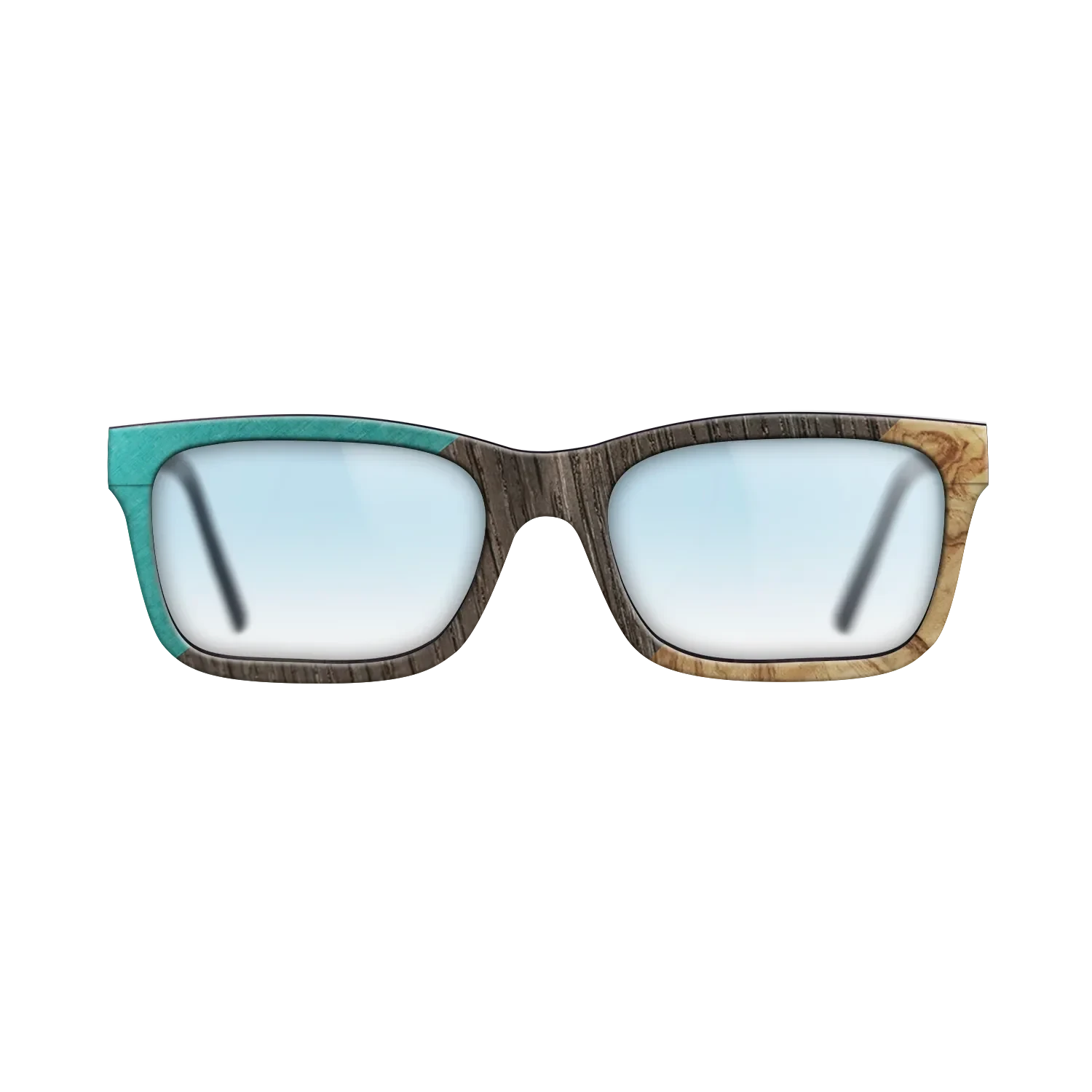 Poplar Dyed: Turquoise,Fumed Oak,Olive Burl: Angle Cut - The Sage - Block - SIRIS wood optic