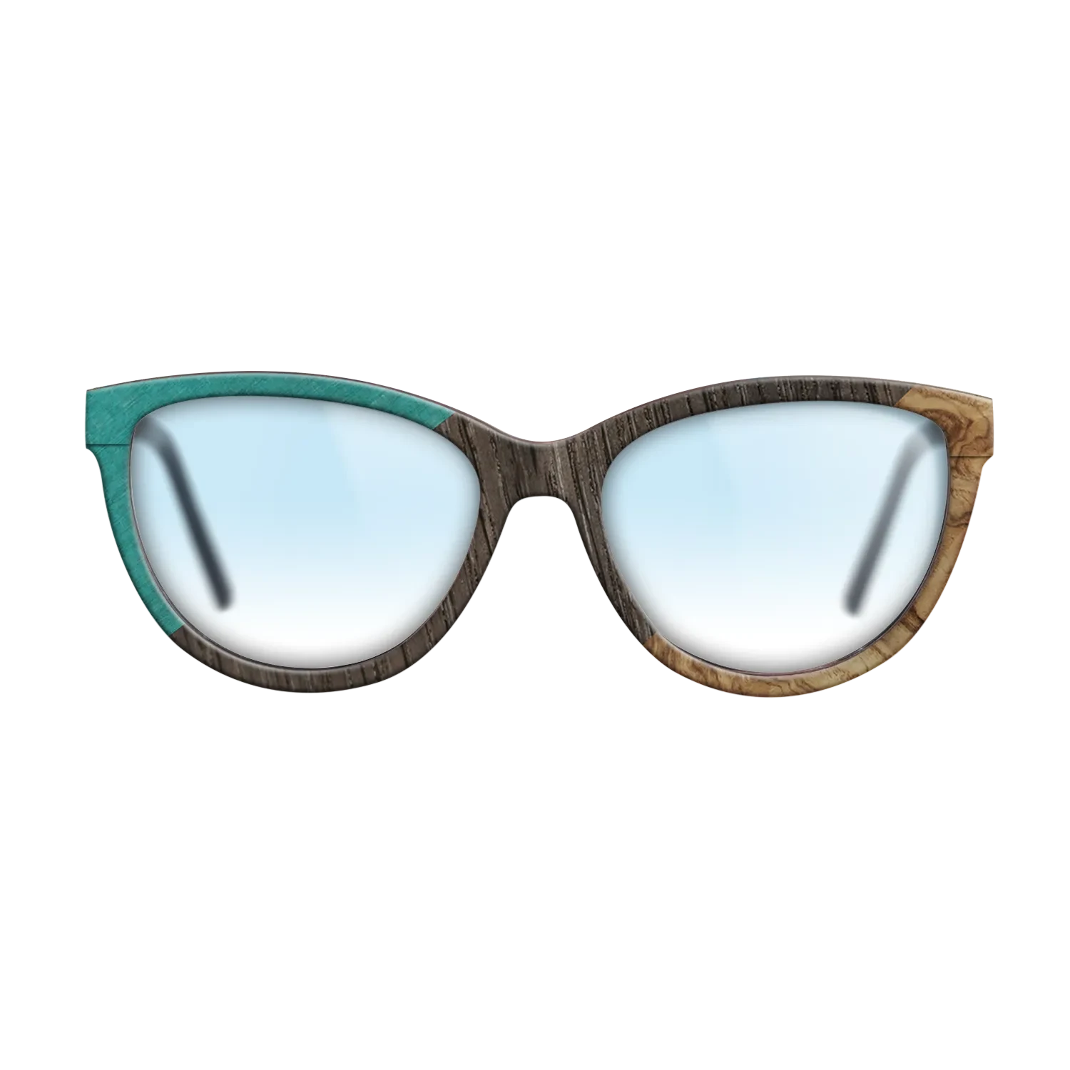 Poplar Dyed: Turquoise,Fumed Oak,Olive Burl: Angle Cut - The Maiden - Cat - SIRIS wood optic