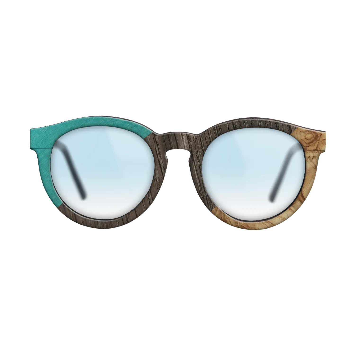 Poplar Dyed: Turquoise,Fumed Oak,Olive Burl: Angle Cut - The Rebel - Round - SIRIS wood optic
