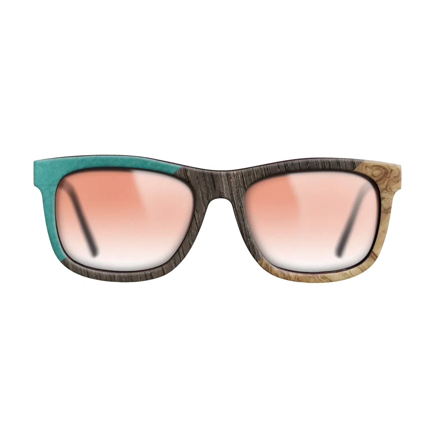 Poplar Dyed: Turquoise,Fumed Oak,Olive Burl: Angle Cut - The Hero - Square - SIRIS wood optic