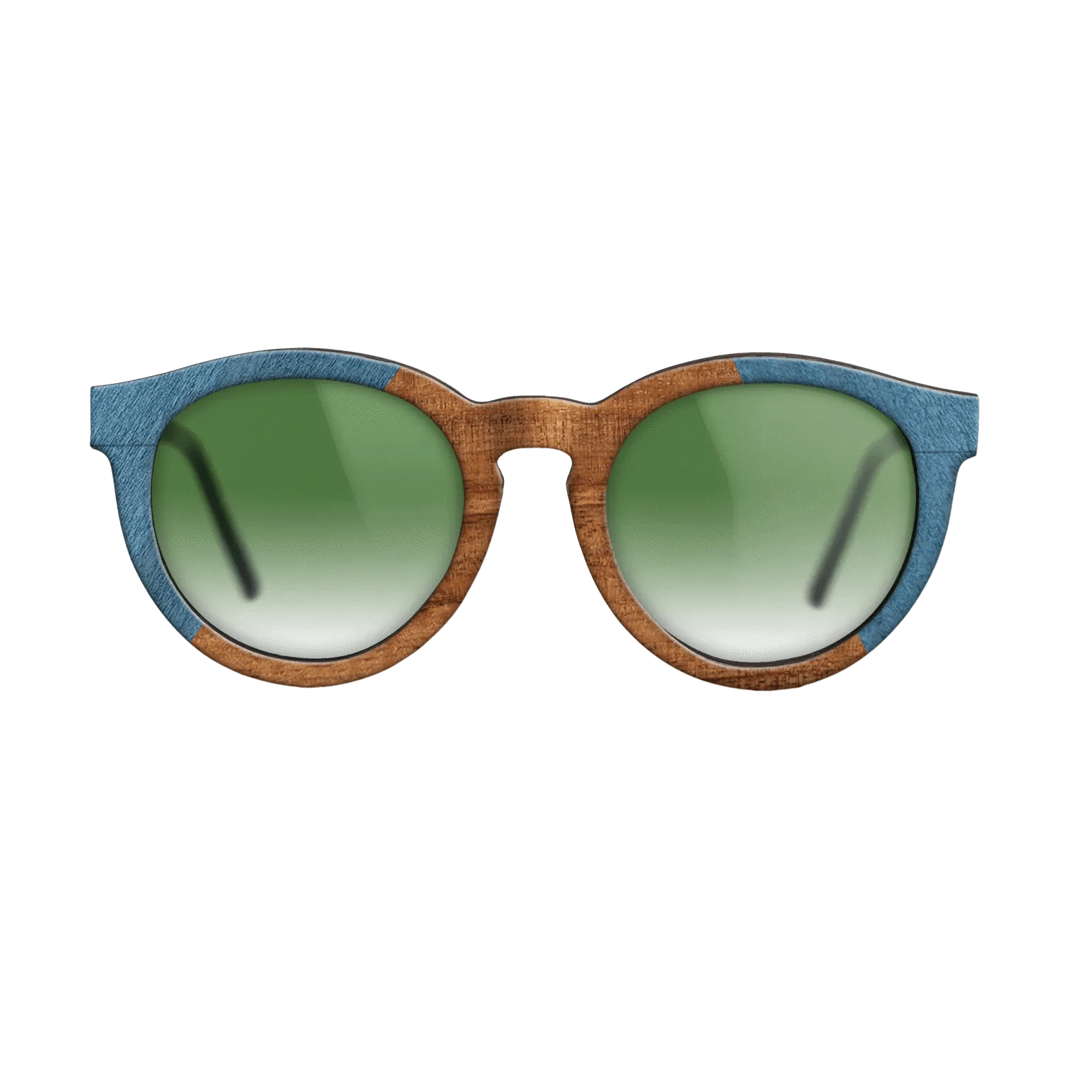 Koa,Poplar Dyed: Blue Denim: Angle Cut - The Rebel - Round - SIRIS wood optic