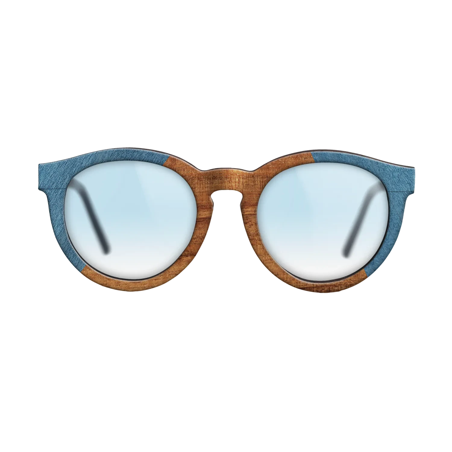 Koa,Poplar Dyed: Blue Denim: Angle Cut - The Rebel - Round - SIRIS wood optic