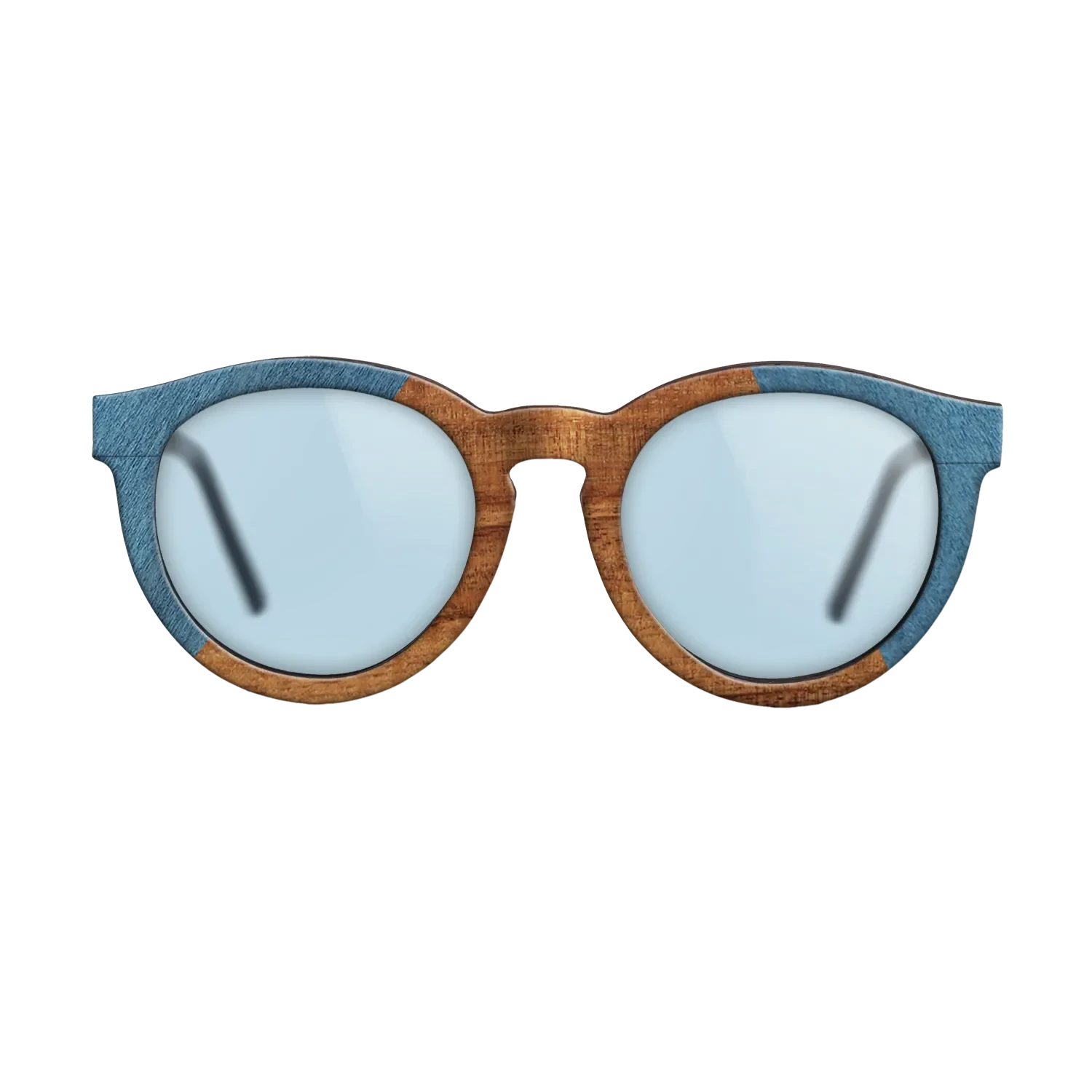 Koa,Poplar Dyed: Blue Denim: Angle Cut - The Rebel - Round - SIRIS wood optic