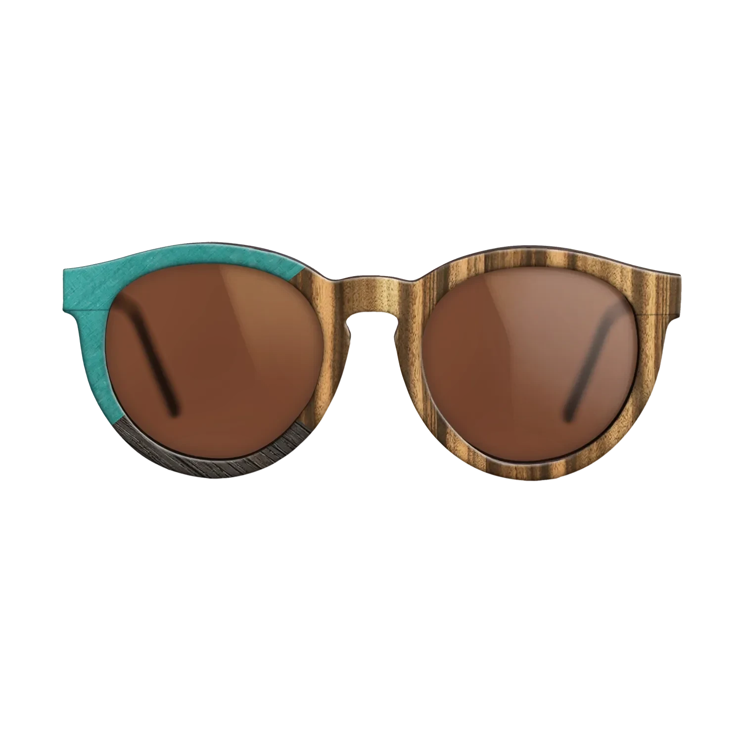 Zebrawood Reconstituted,Poplar Dyed: Turquoise,Fumed Oak: Geometric - The Rebel - Round - SIRIS wood optic