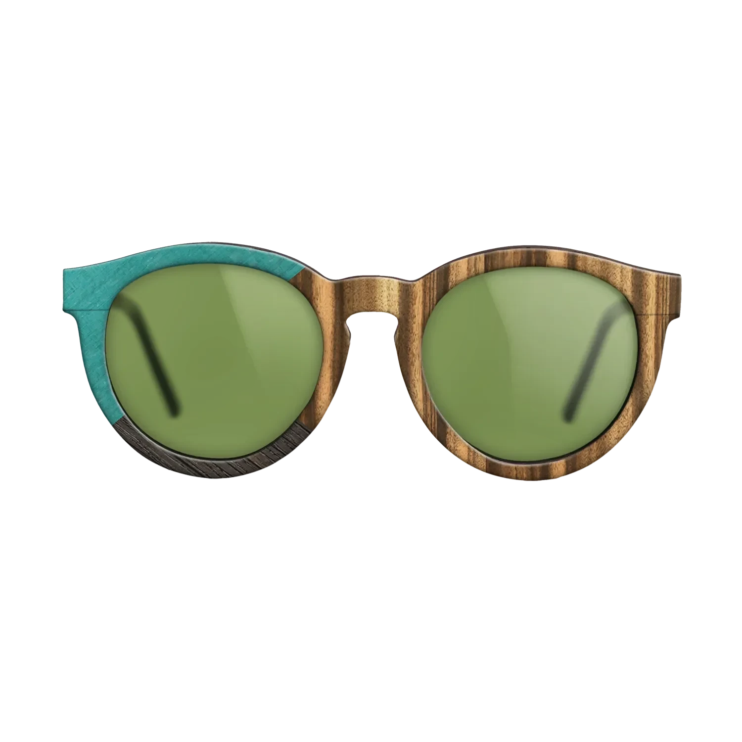 Zebrawood Reconstituted,Poplar Dyed: Turquoise,Fumed Oak: Geometric - The Rebel - Round - SIRIS wood optic