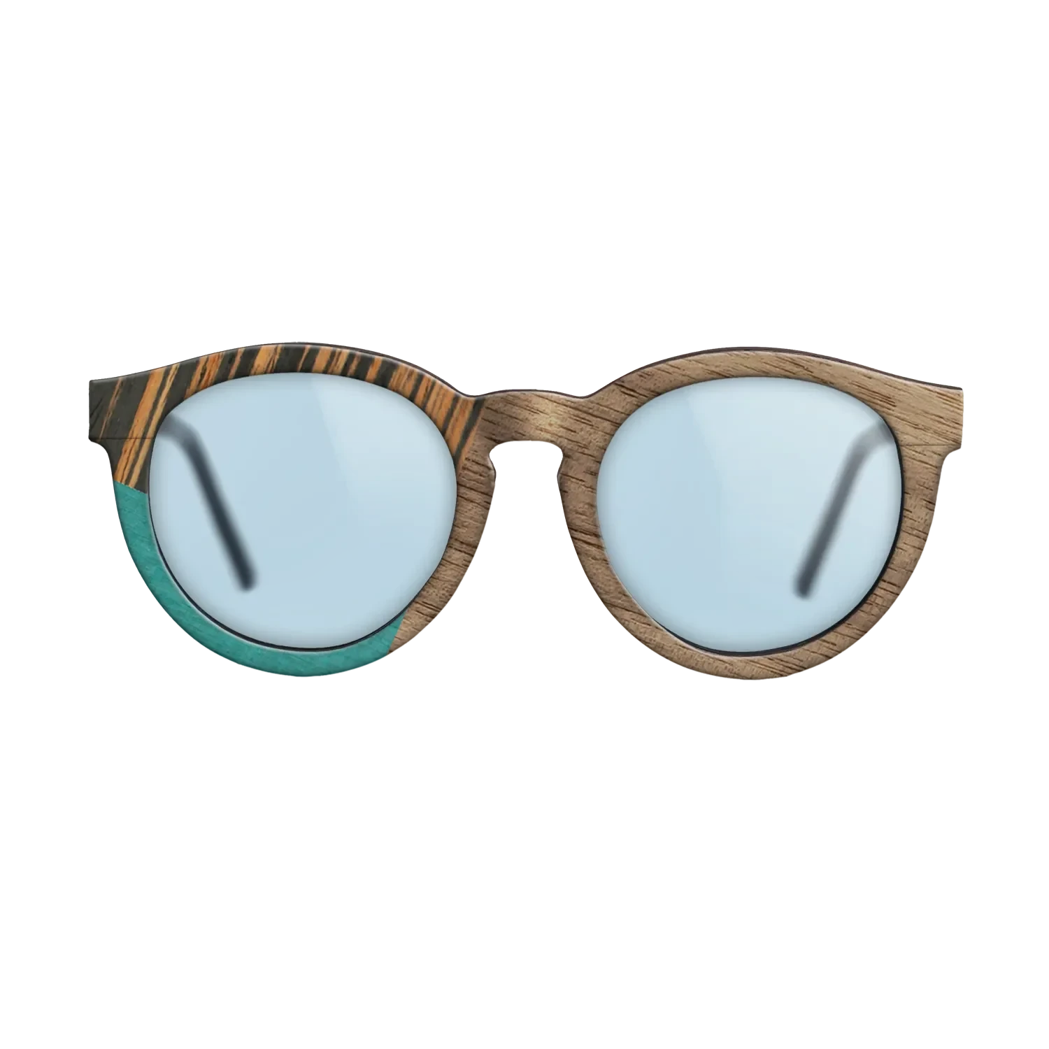 Walnut: Straight Grain,Fumed Oak,Italian Ebony,Poplar Dyed: Turquoise: Geometric - The Rebel - Round - SIRIS wood optic