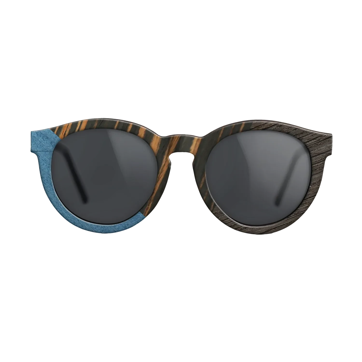 Olive Burl,Poplar Dyed: Blue Denim,Italian Ebony,Fumed Oak: Geometric - The Rebel - Round - SIRIS wood optic