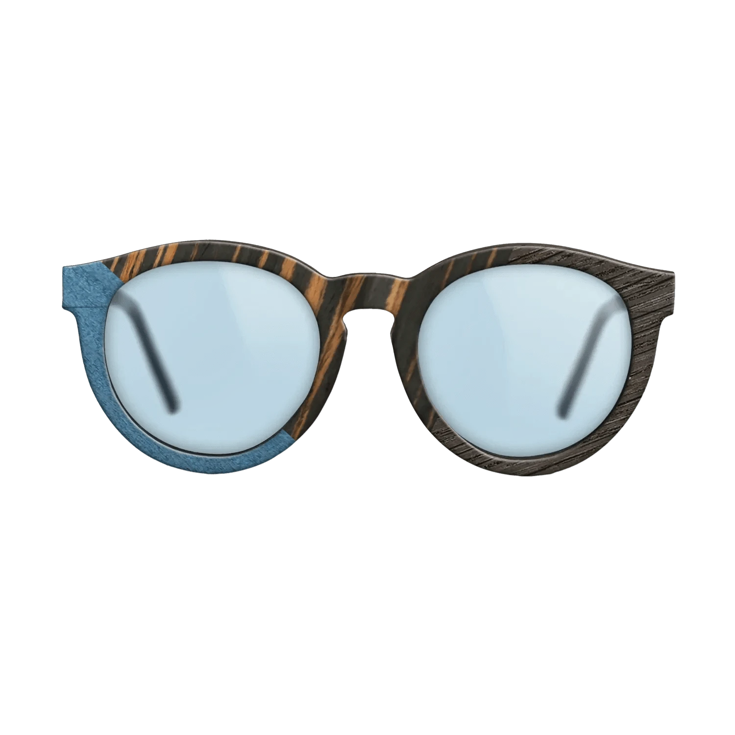 Olive Burl,Poplar Dyed: Blue Denim,Italian Ebony,Fumed Oak: Geometric - The Rebel - Round - SIRIS wood optic
