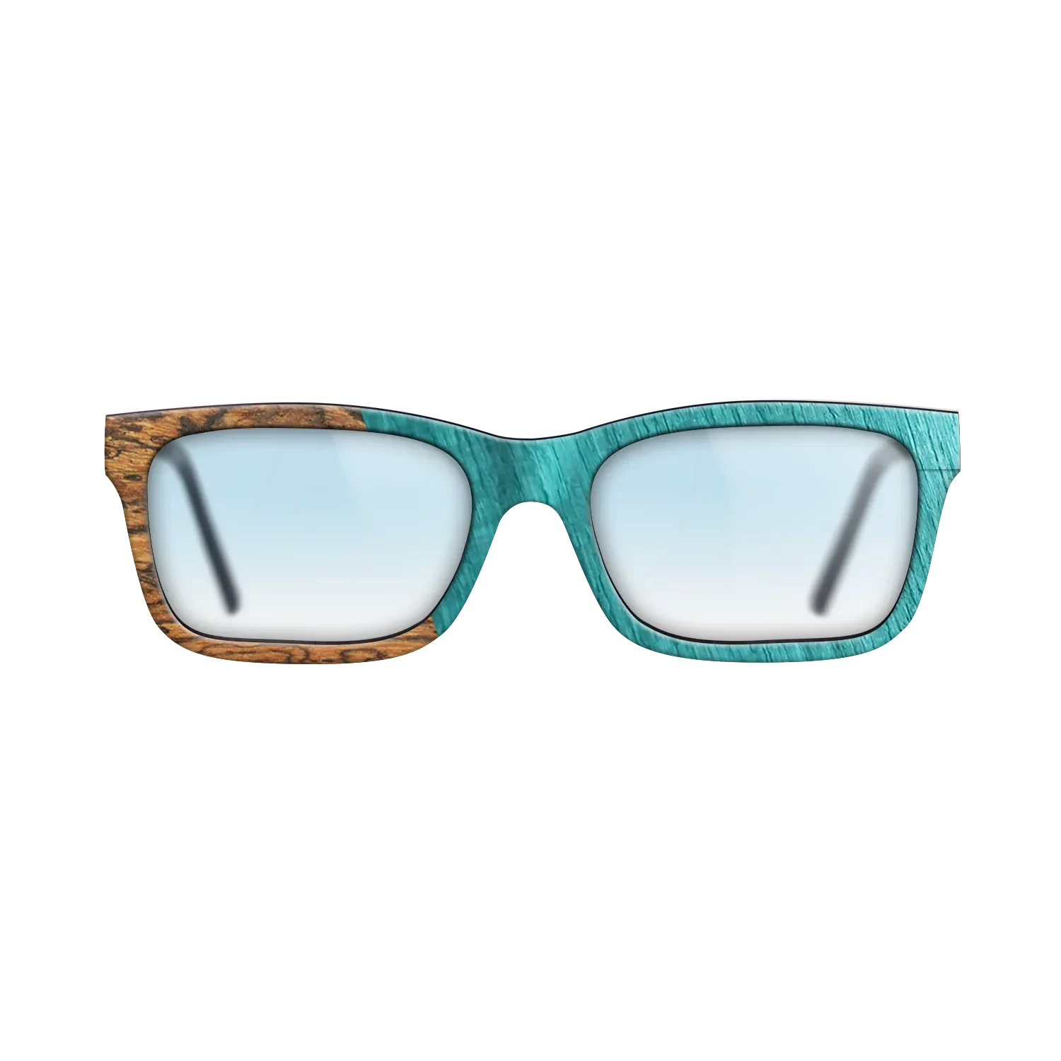 Wenge,Bocote,Poplar Dyed: Turquoise: Angle Cut - The Sage - Rectangle - SIRIS wood optic