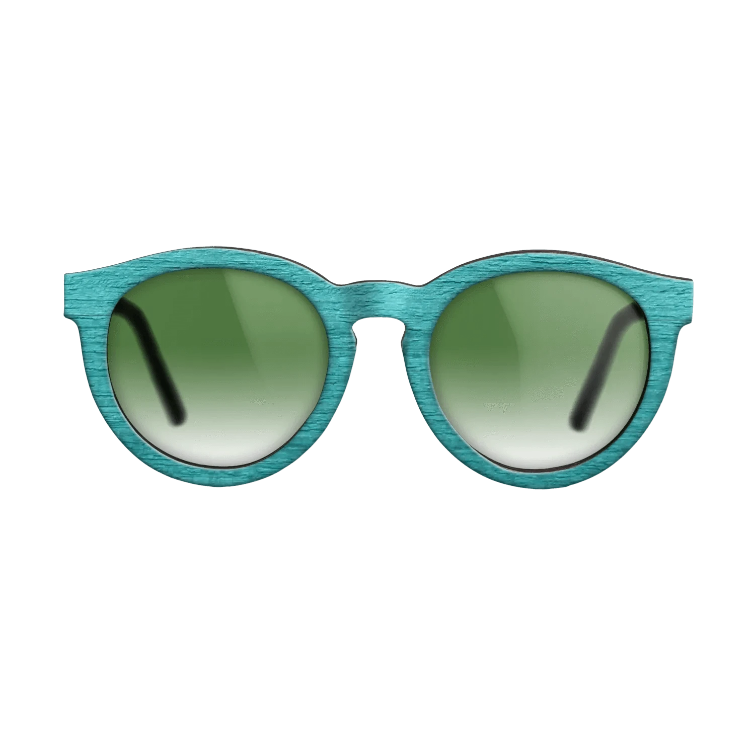 Turquoise Front Walnut Temples - The Rebel - Round - 2083  - Chroma - SIRIS wood optic
