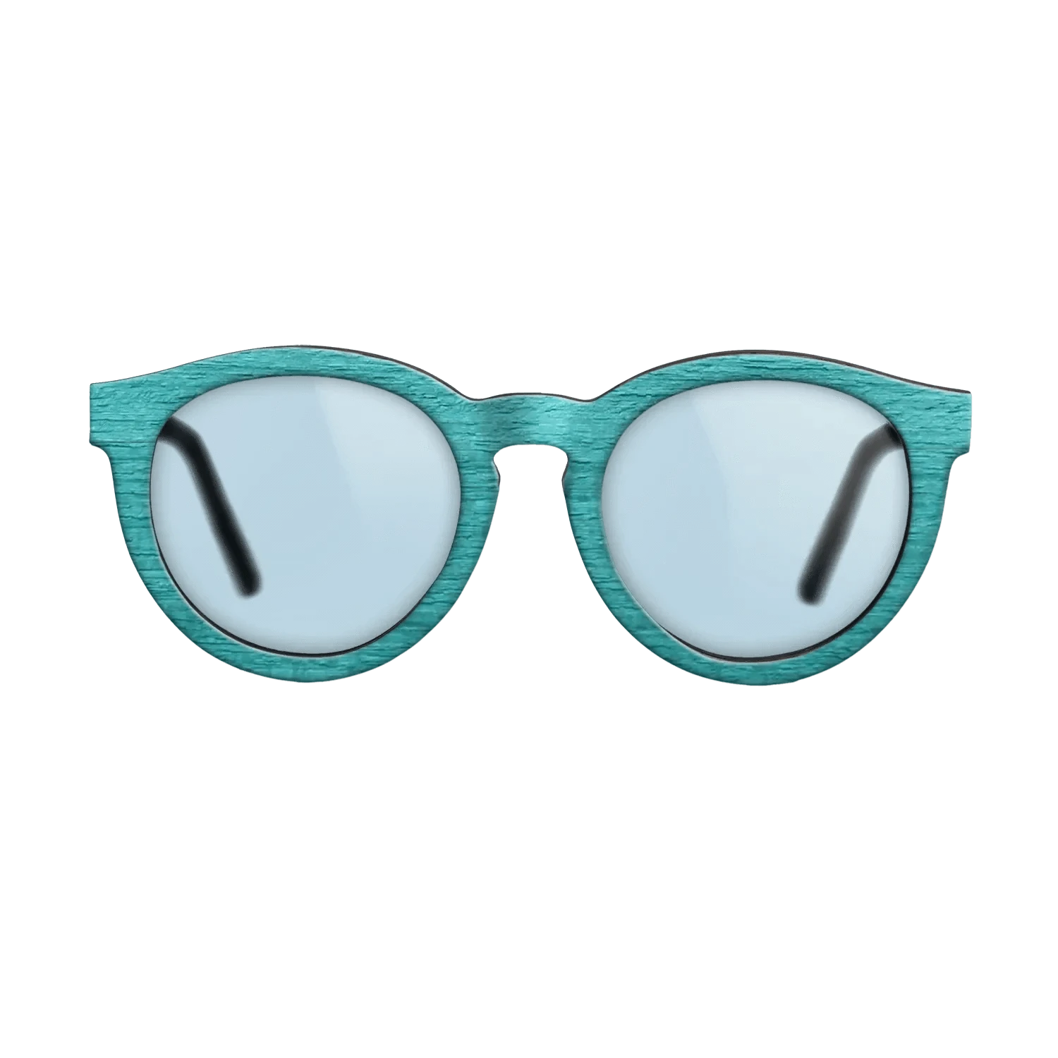 Turquoise Front Walnut Temples - The Rebel - Round - 2083  - Chroma - SIRIS wood optic