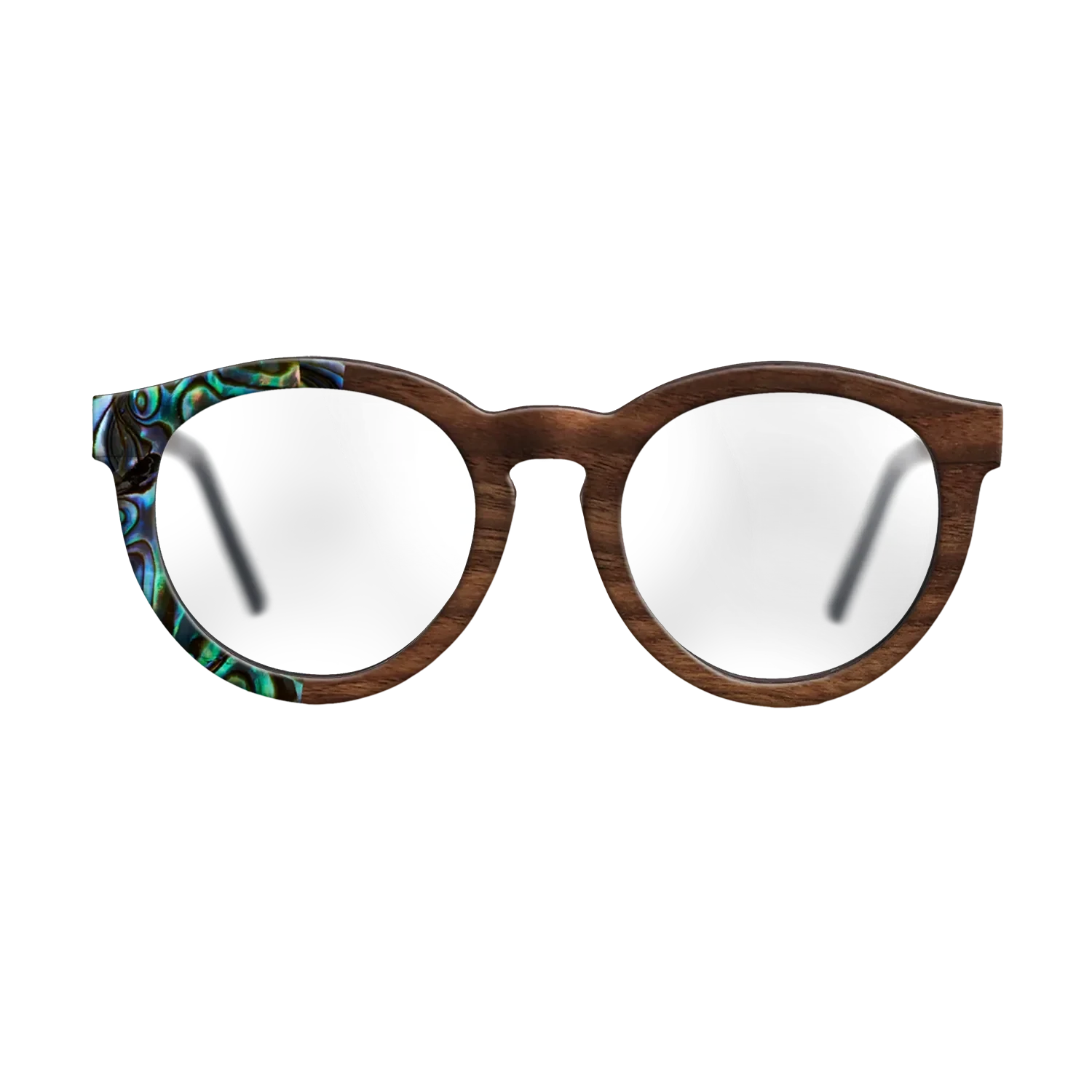 Olive Burl,Abalone Shell,Walnut Claro Dark,Italian Ebony: Patch - The Rebel - Round - SIRIS wood optic