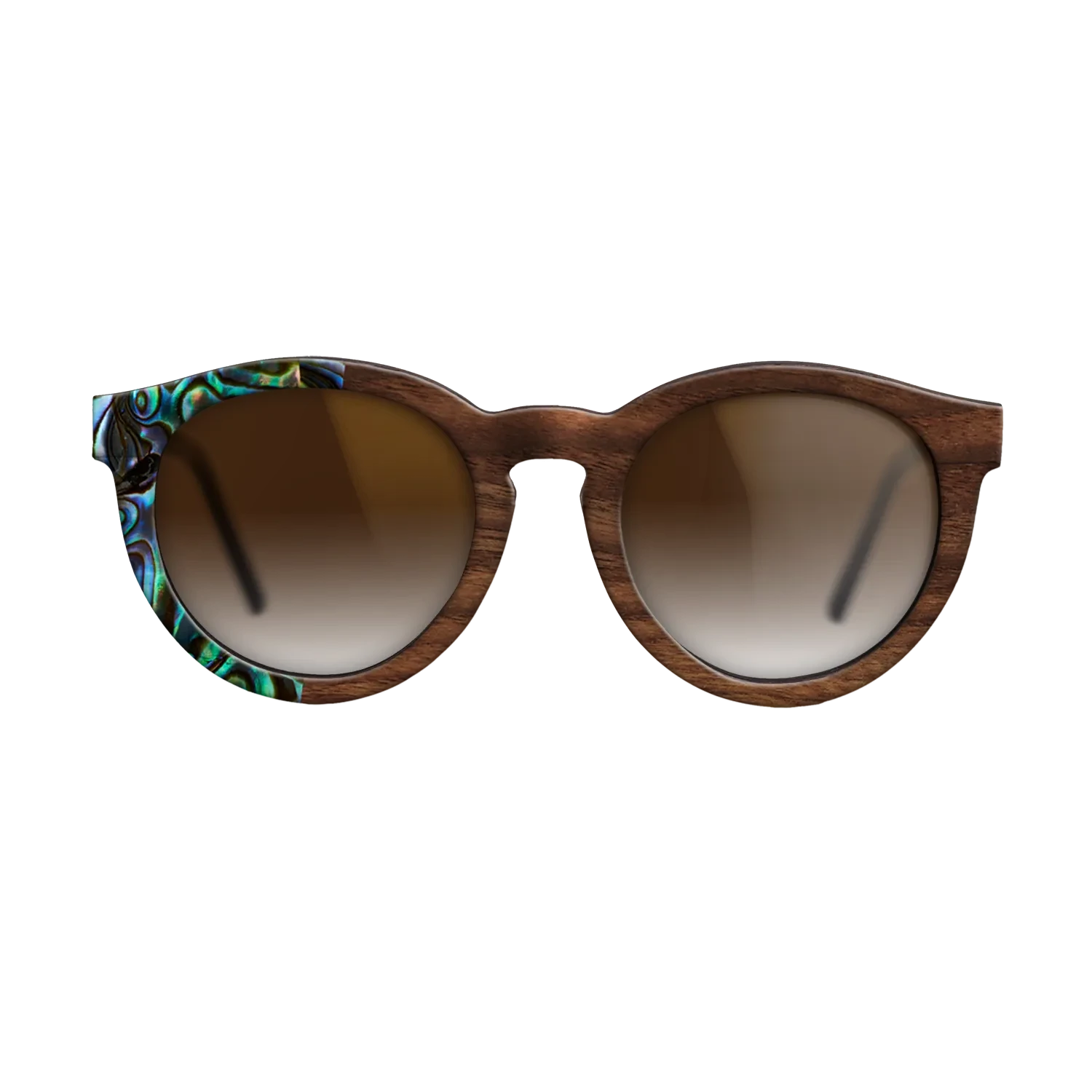 Olive Burl,Abalone Shell,Walnut Claro Dark,Italian Ebony: Patch - The Rebel - Round - SIRIS wood optic
