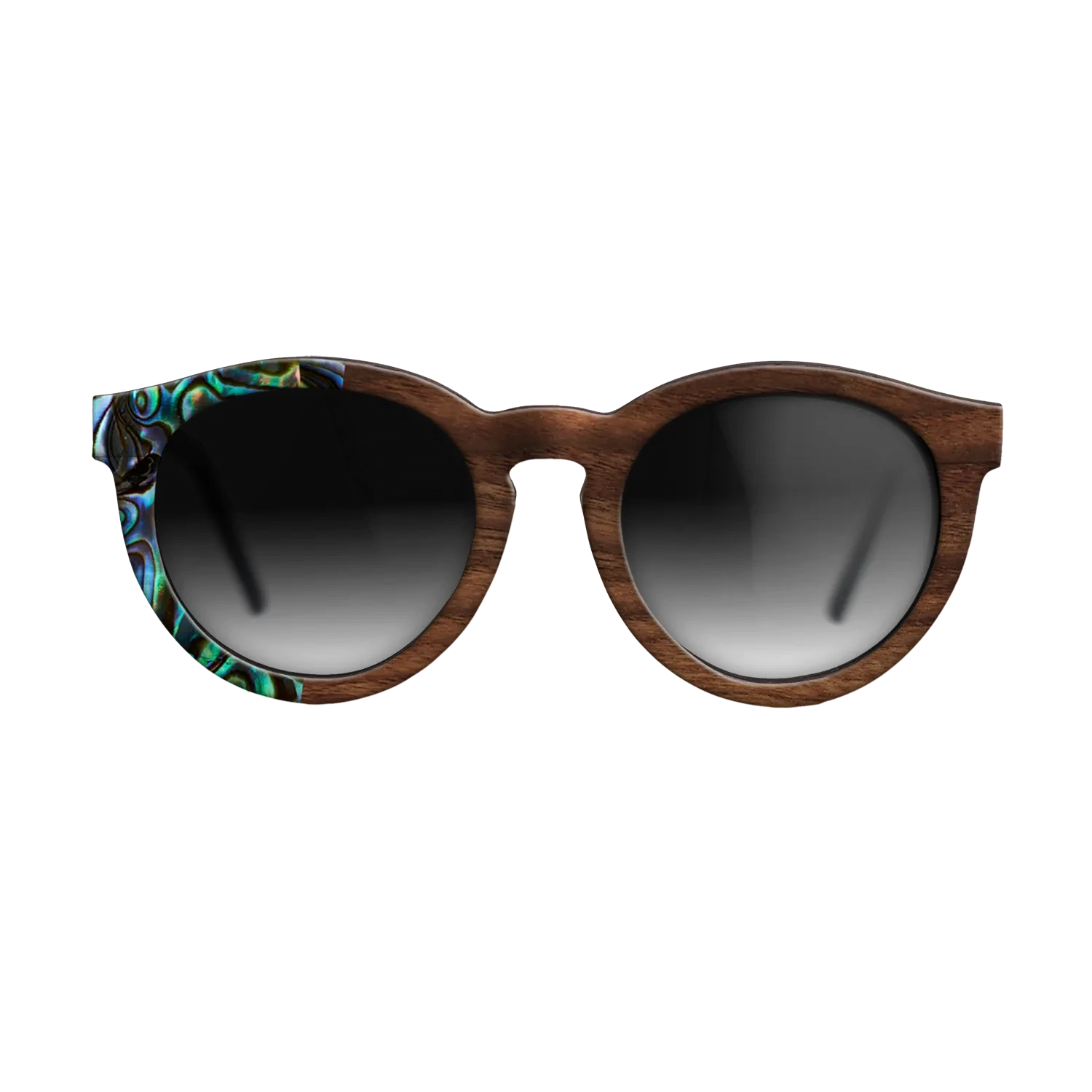 Olive Burl,Abalone Shell,Walnut Claro Dark,Italian Ebony: Patch - The Rebel - Round - SIRIS wood optic