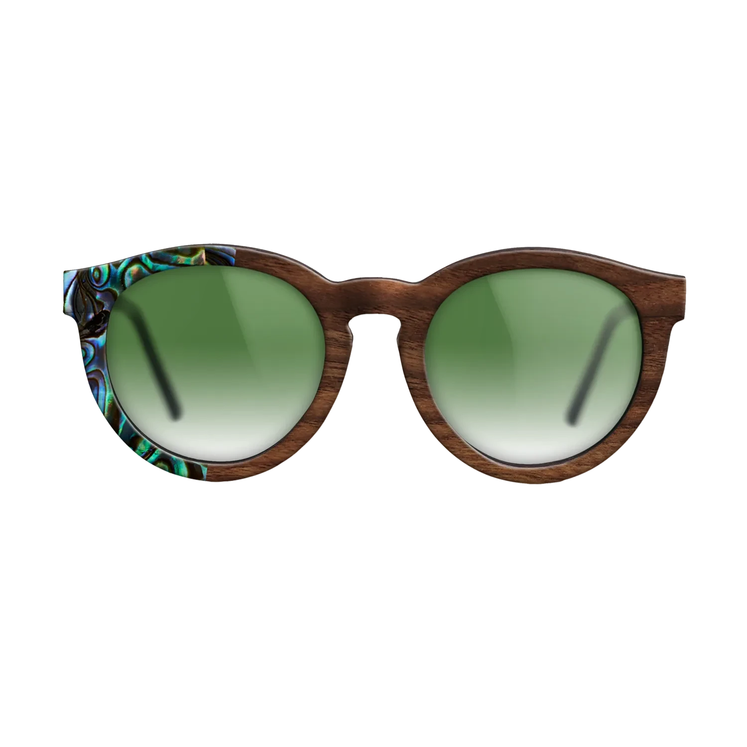 Olive Burl,Abalone Shell,Walnut Claro Dark,Italian Ebony: Patch - The Rebel - Round - SIRIS wood optic