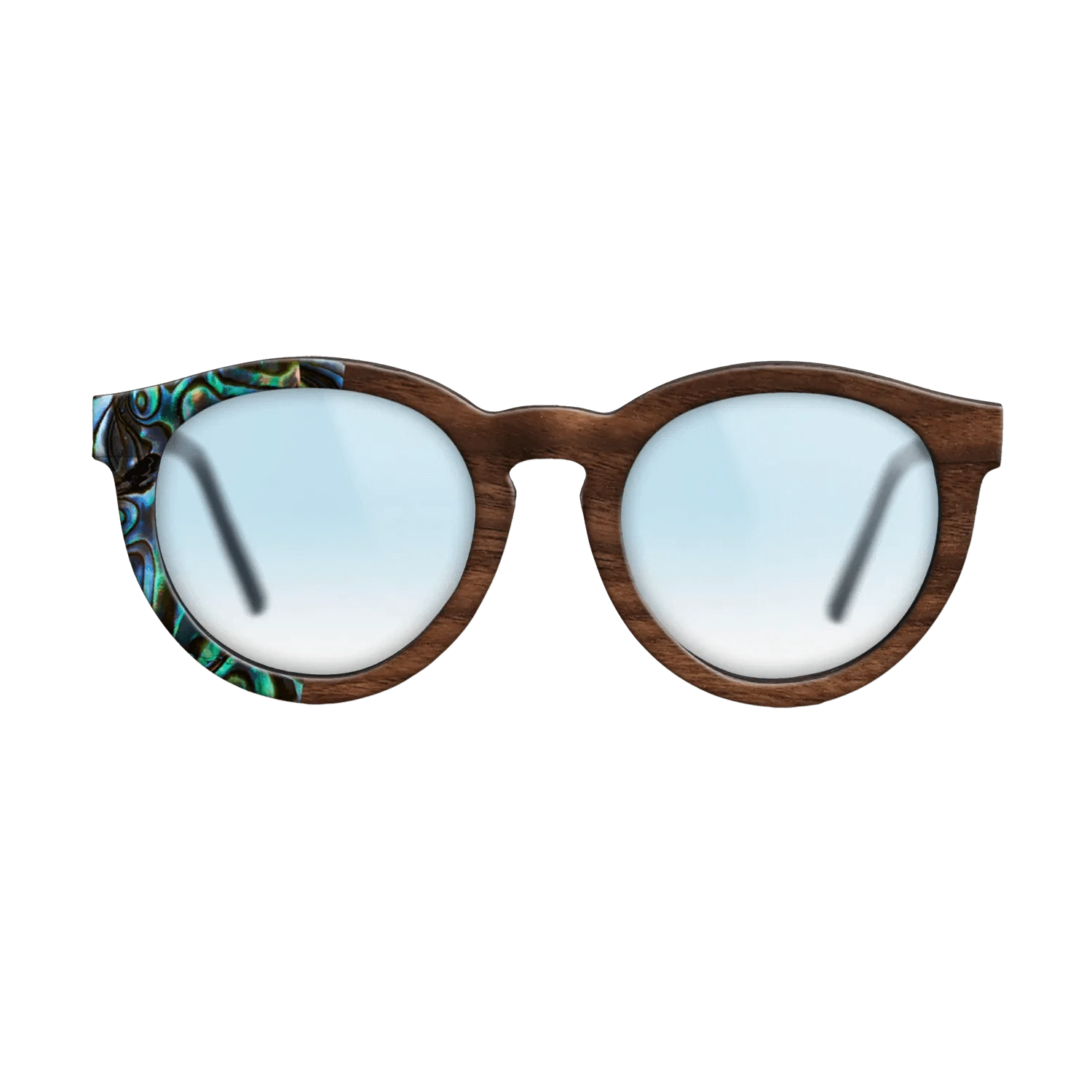 Olive Burl,Abalone Shell,Walnut Claro Dark,Italian Ebony: Patch - The Rebel - Round - SIRIS wood optic