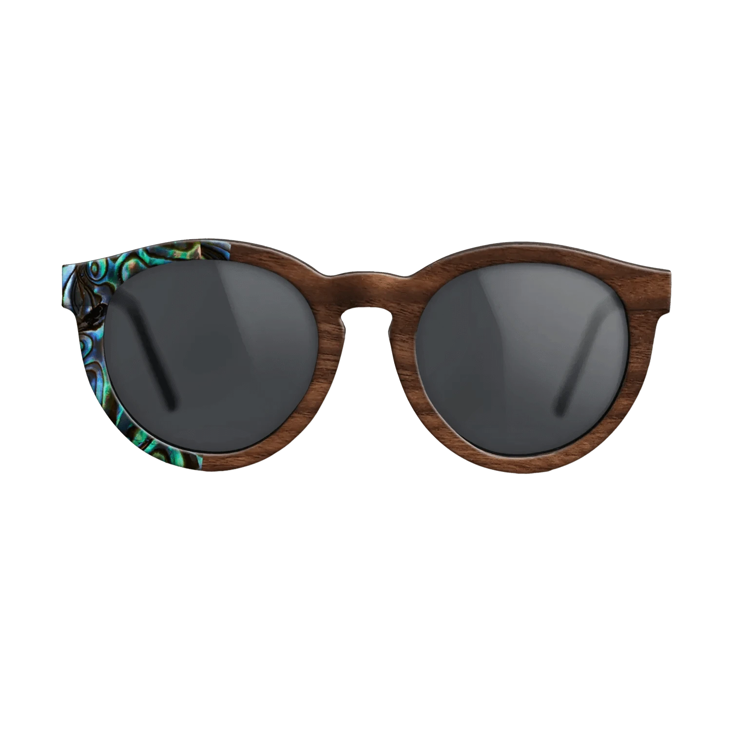 Olive Burl,Abalone Shell,Walnut Claro Dark,Italian Ebony: Patch - The Rebel - Round - SIRIS wood optic
