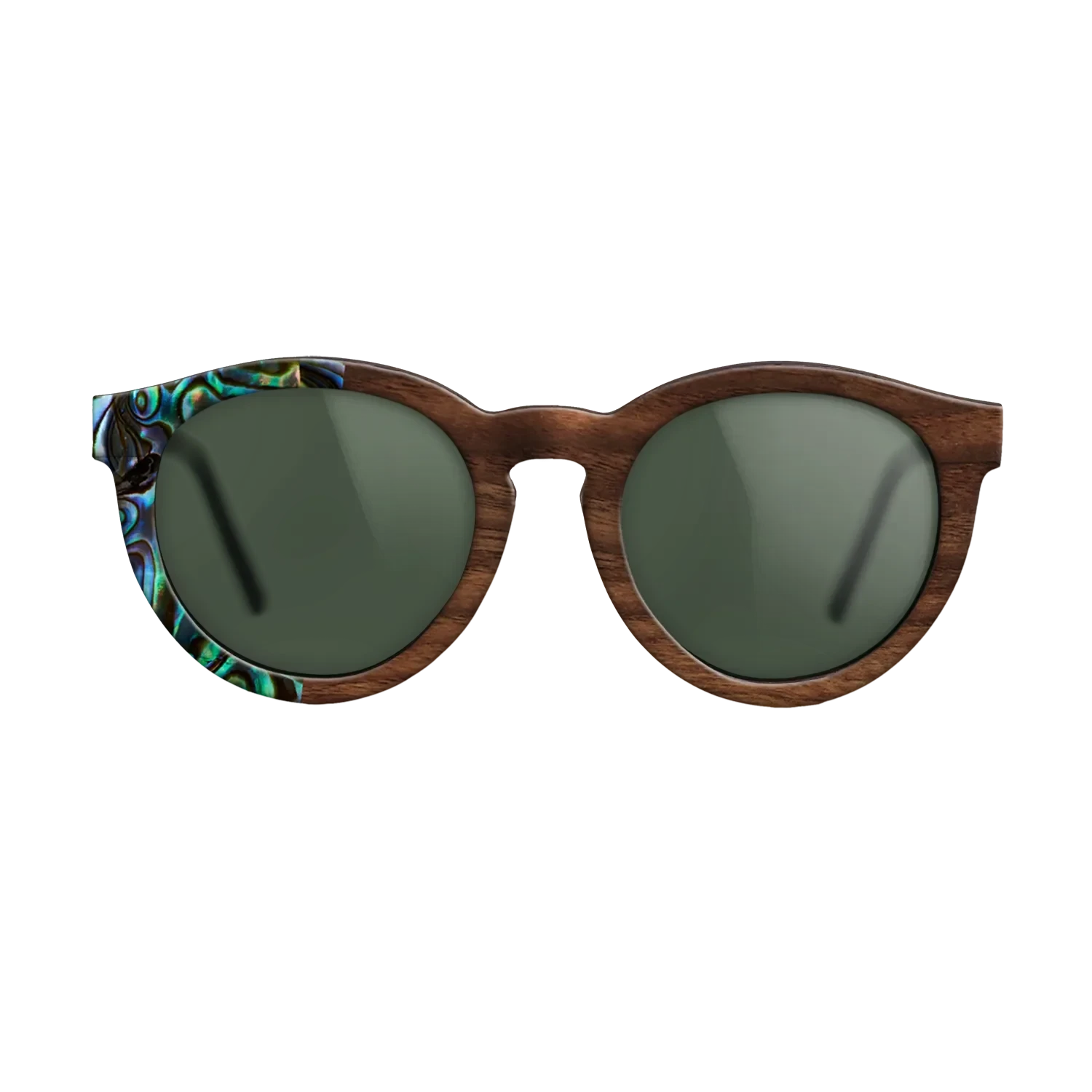 Olive Burl,Abalone Shell,Walnut Claro Dark,Italian Ebony: Patch - The Rebel - Round - SIRIS wood optic