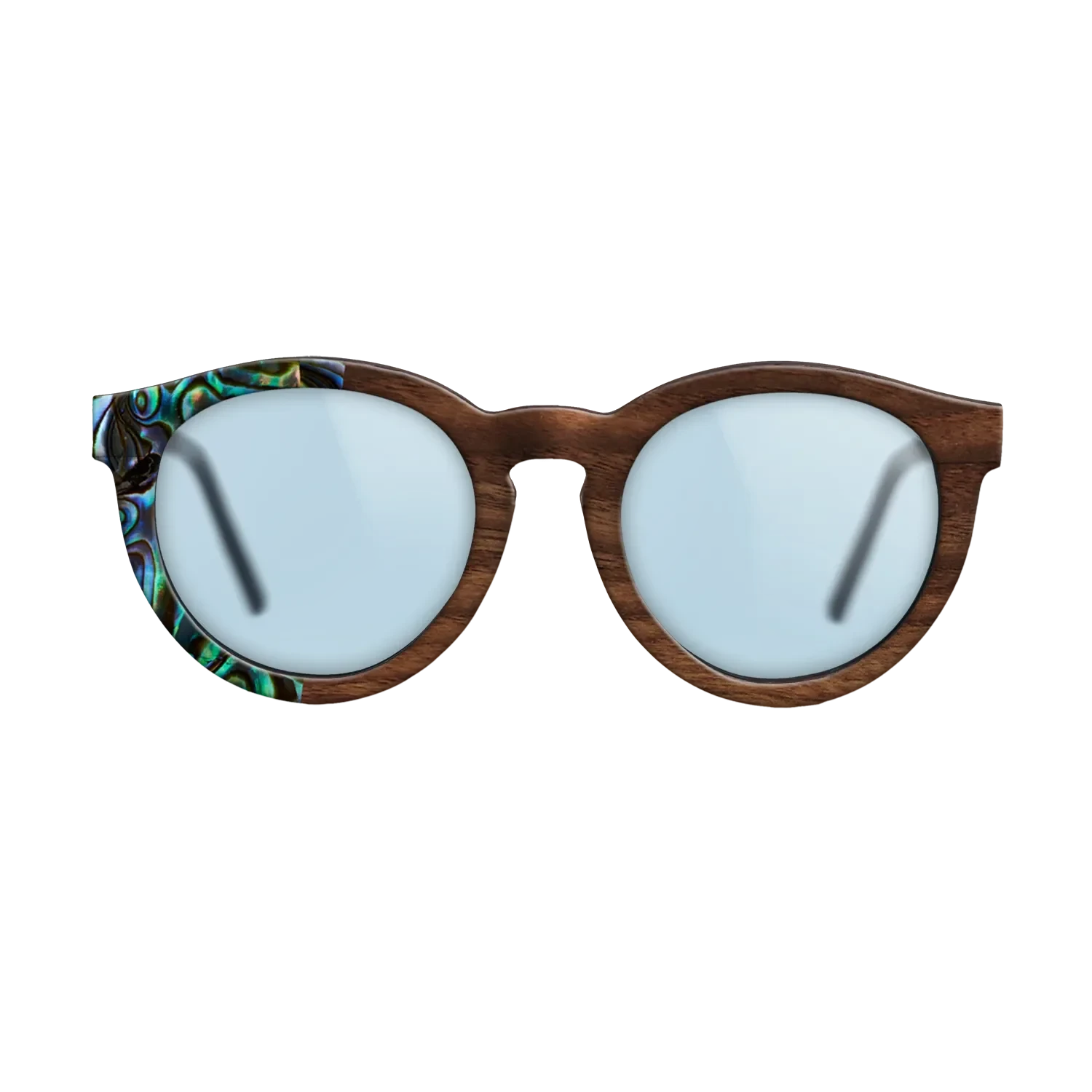 Olive Burl,Abalone Shell,Walnut Claro Dark,Italian Ebony: Patch - The Rebel - Round - SIRIS wood optic