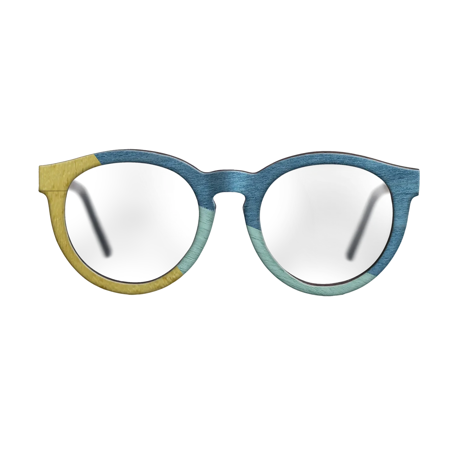 Poplar Dyed: Yellow,Poplar Dyed: Baby Blue,Poplar Dyed: Blue Denim: Angle Cut - The Rebel - Round - SIRIS wood optic