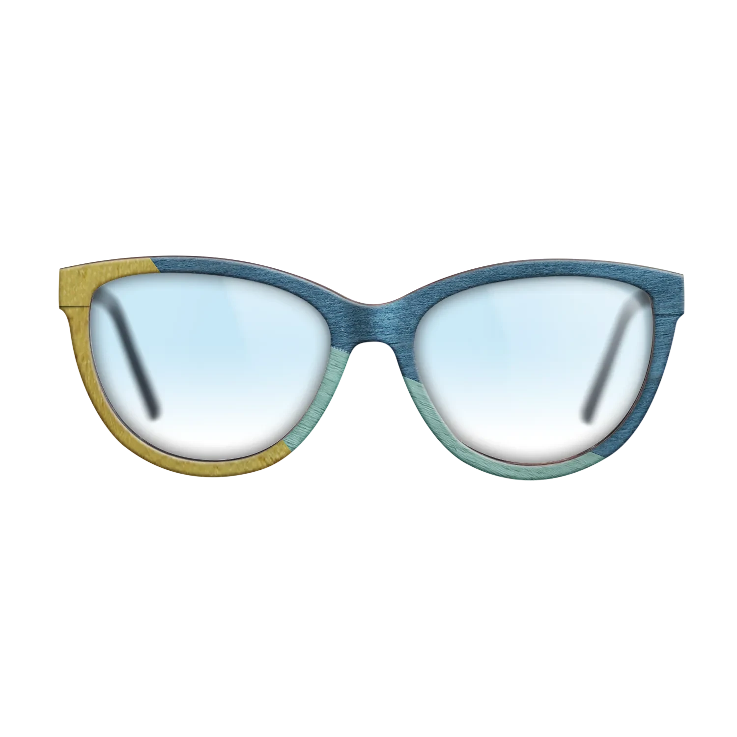 Poplar Dyed: Yellow,Poplar Dyed: Baby Blue,Poplar Dyed: Blue Denim: Angle Cut - The Maiden - Cat - SIRIS wood optic