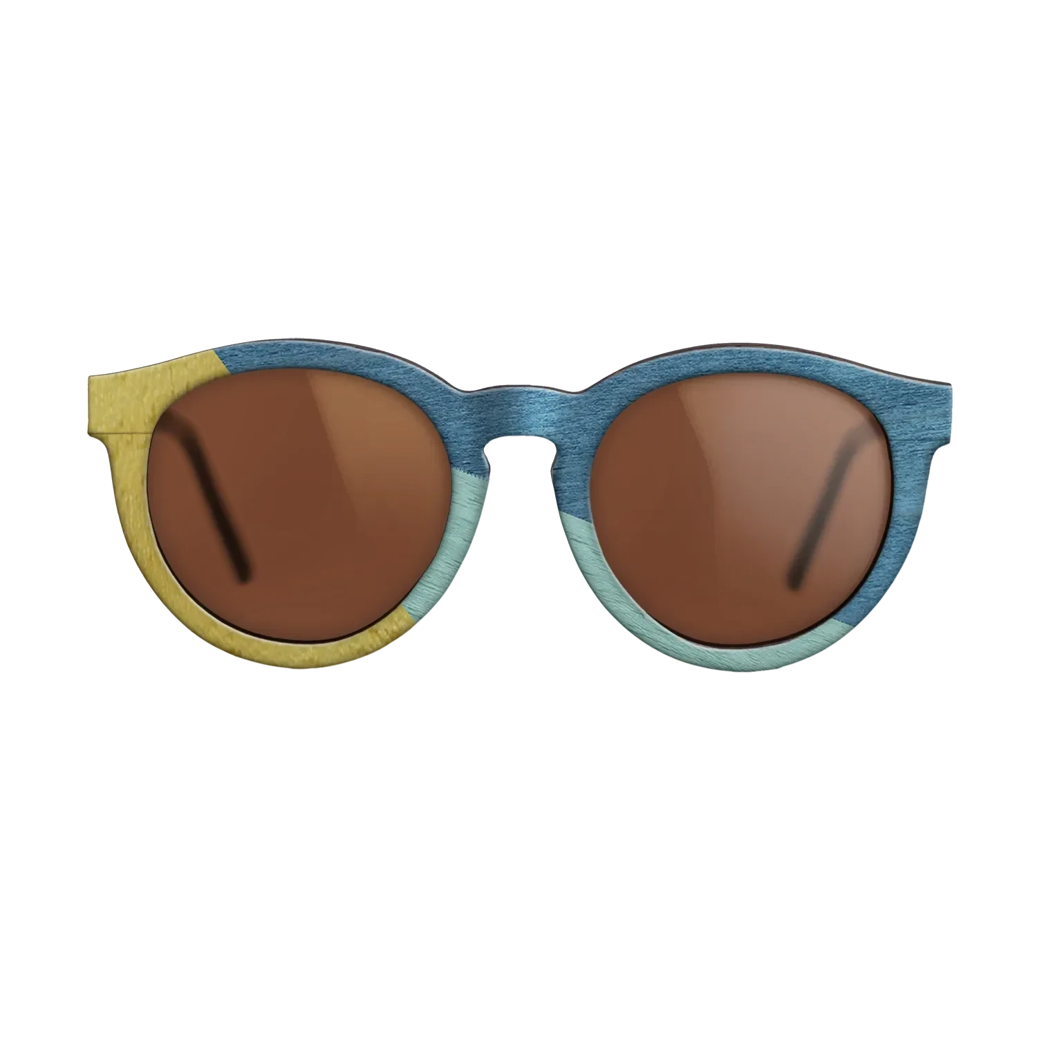 Poplar Dyed: Yellow,Poplar Dyed: Baby Blue,Poplar Dyed: Blue Denim: Angle Cut - The Rebel - Round - SIRIS wood optic