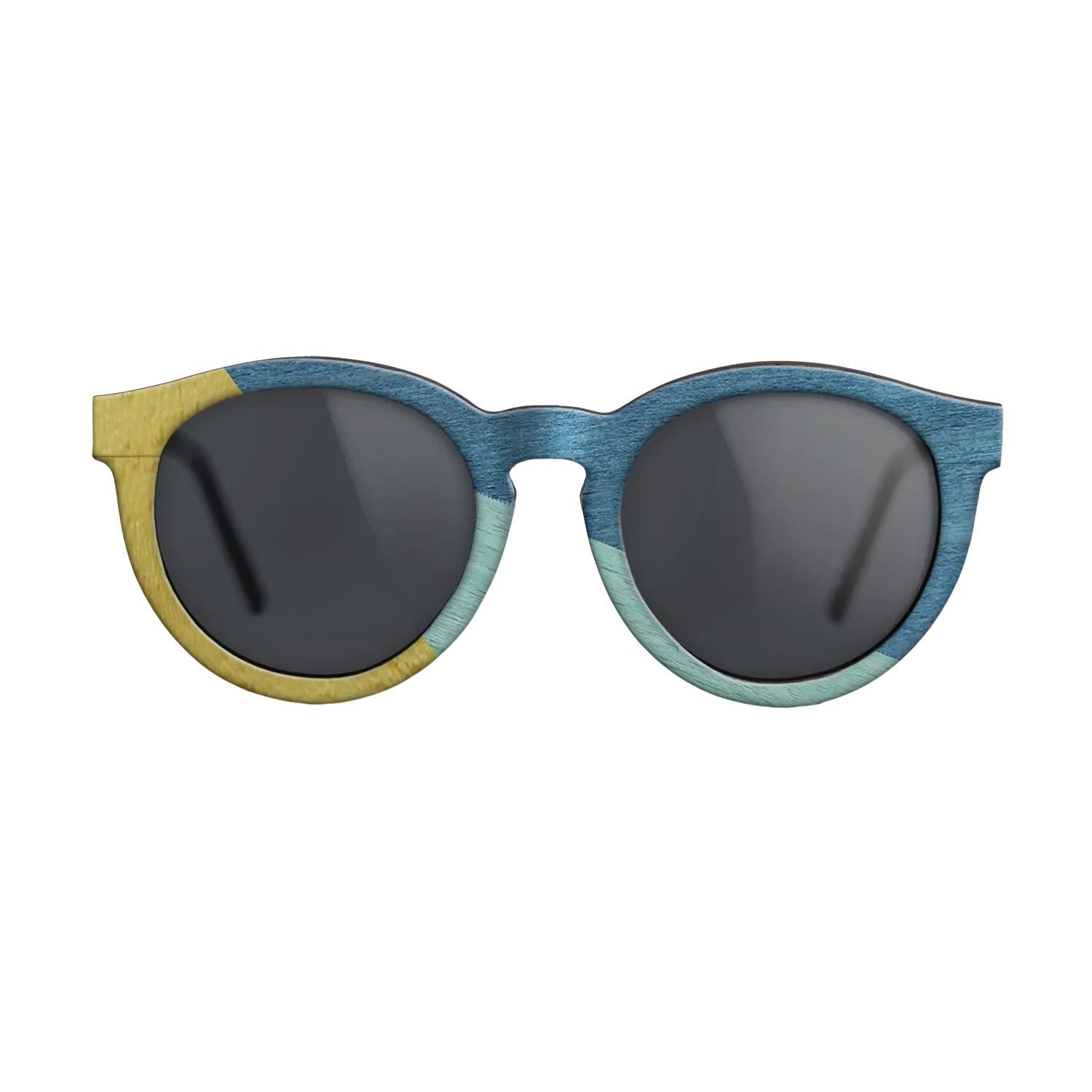 Poplar Dyed: Yellow,Poplar Dyed: Baby Blue,Poplar Dyed: Blue Denim: Angle Cut - The Rebel - Round - SIRIS wood optic