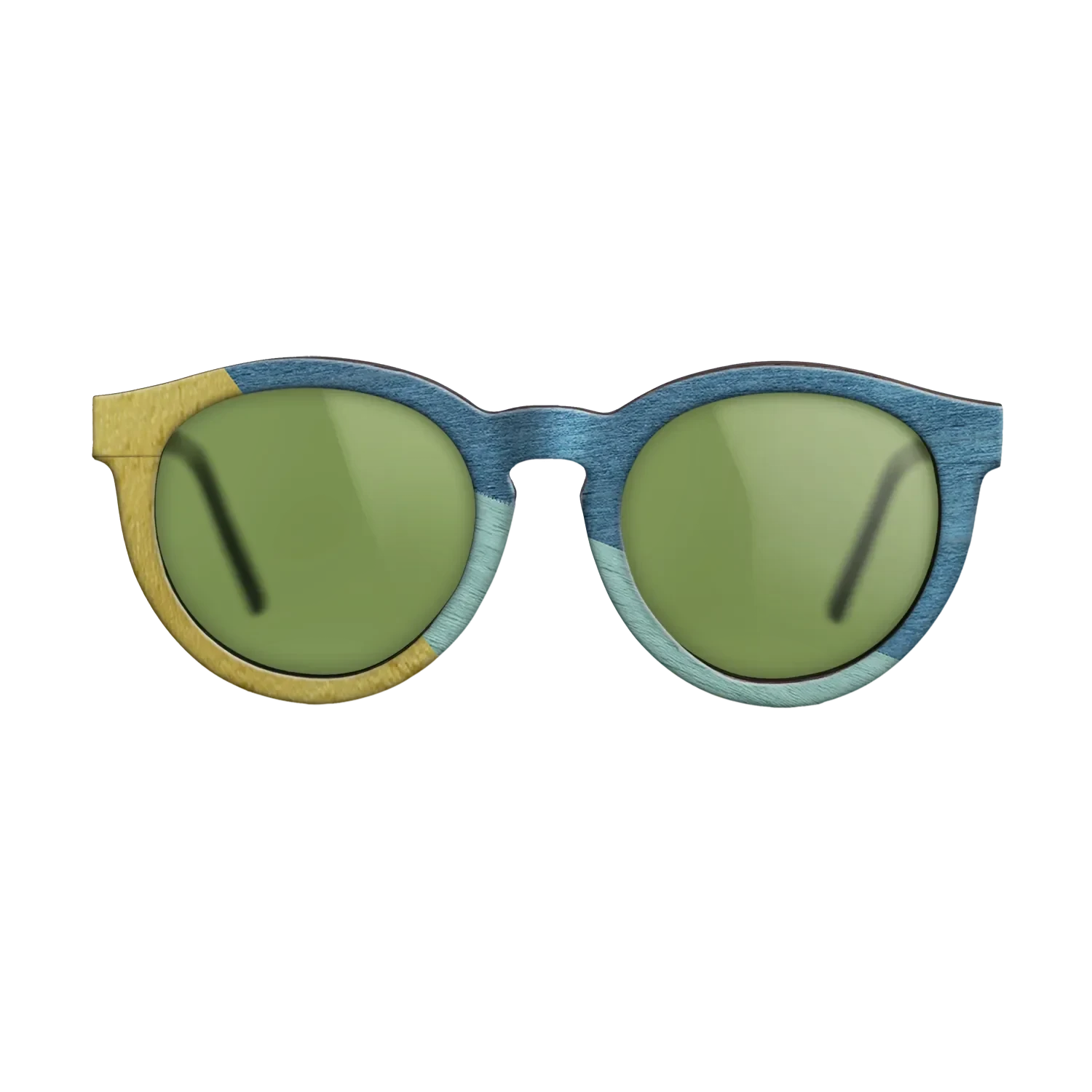 Poplar Dyed: Yellow,Poplar Dyed: Baby Blue,Poplar Dyed: Blue Denim: Angle Cut - The Rebel - Round - SIRIS wood optic