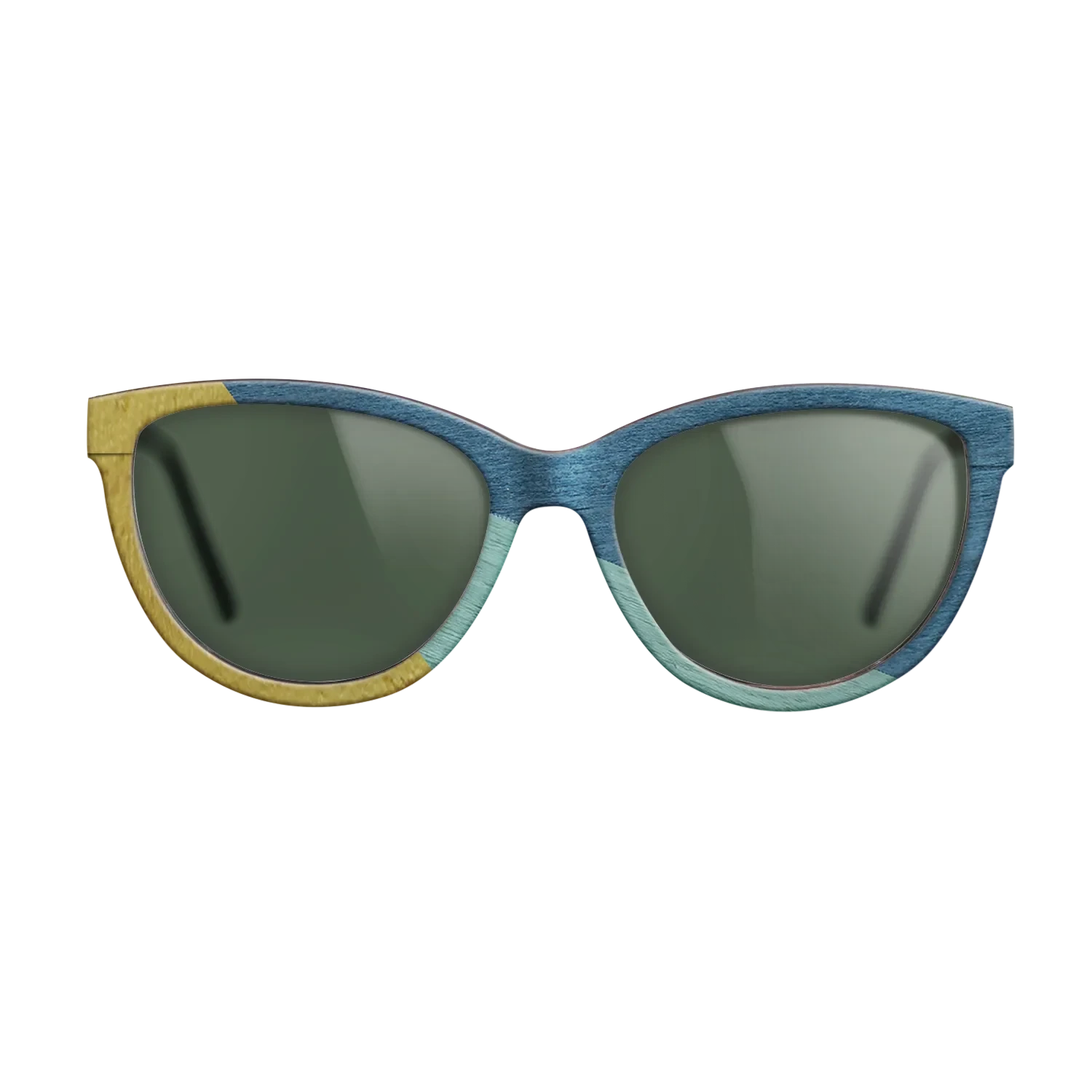 Poplar Dyed: Yellow,Poplar Dyed: Baby Blue,Poplar Dyed: Blue Denim: Angle Cut - The Maiden - Cat - SIRIS wood optic