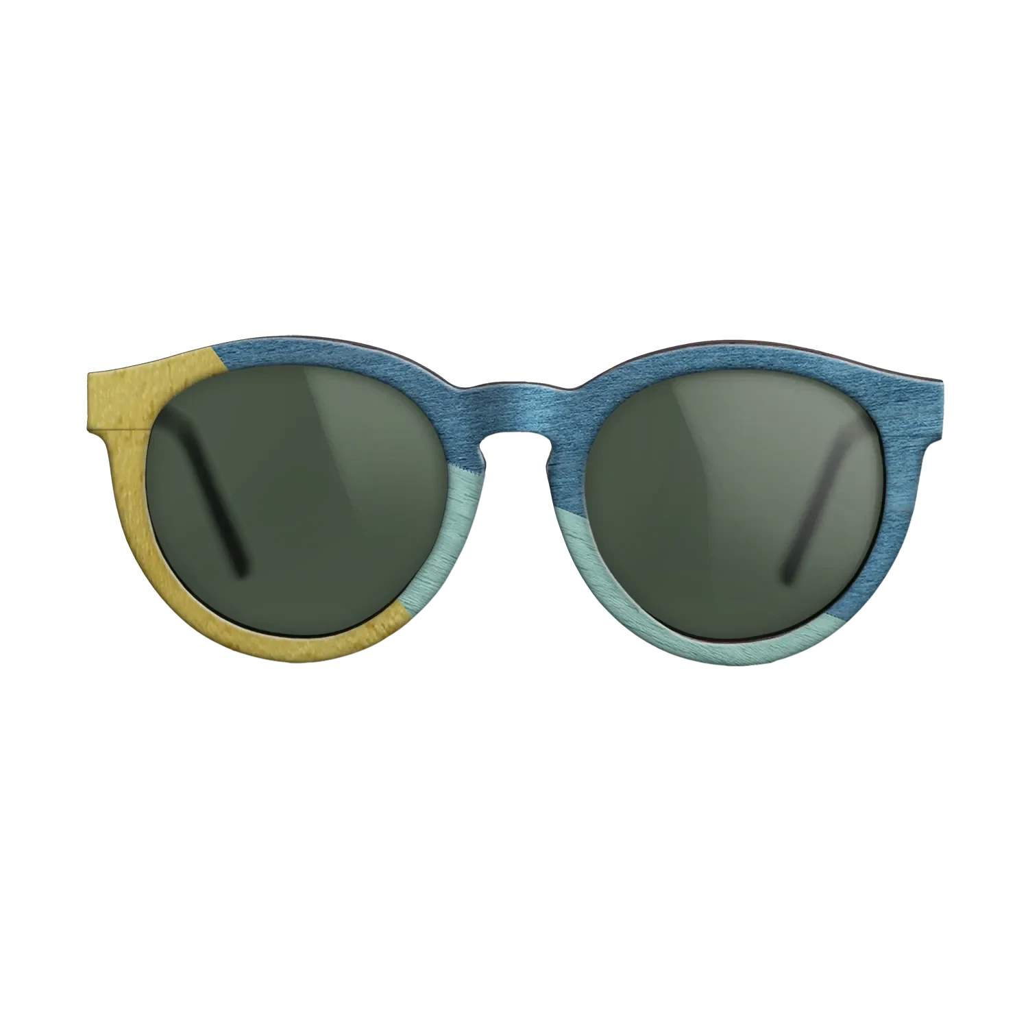 Poplar Dyed: Yellow,Poplar Dyed: Baby Blue,Poplar Dyed: Blue Denim: Angle Cut - The Rebel - Round - SIRIS wood optic