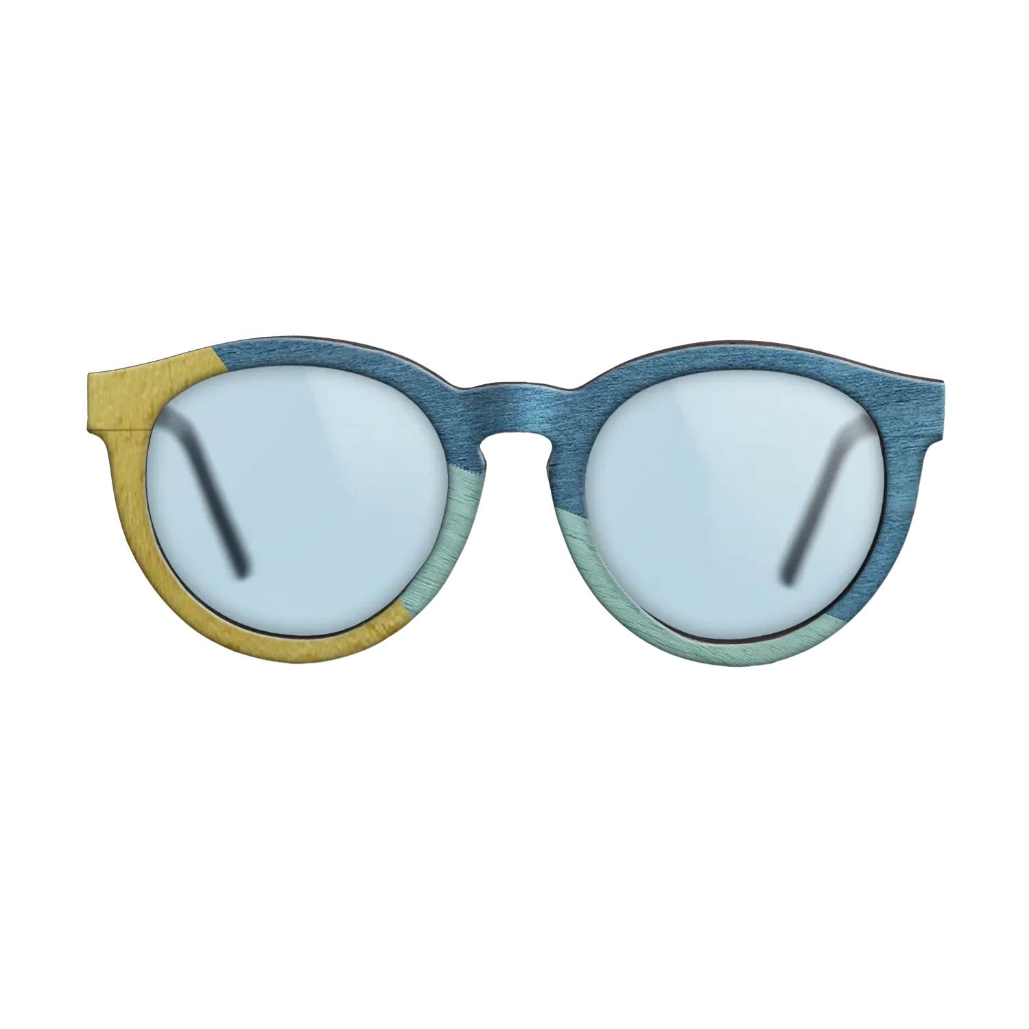 Poplar Dyed: Yellow,Poplar Dyed: Baby Blue,Poplar Dyed: Blue Denim: Angle Cut - The Rebel - Round - SIRIS wood optic