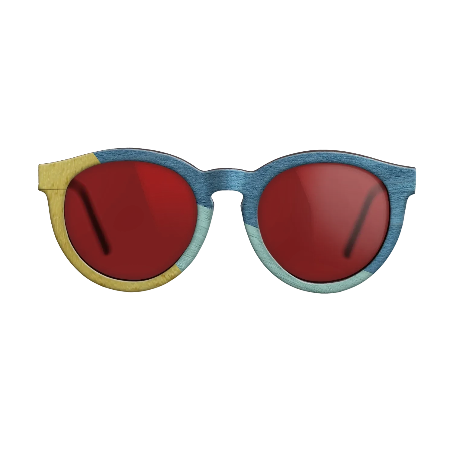 Poplar Dyed: Yellow,Poplar Dyed: Baby Blue,Poplar Dyed: Blue Denim: Angle Cut - The Rebel - Round - SIRIS wood optic