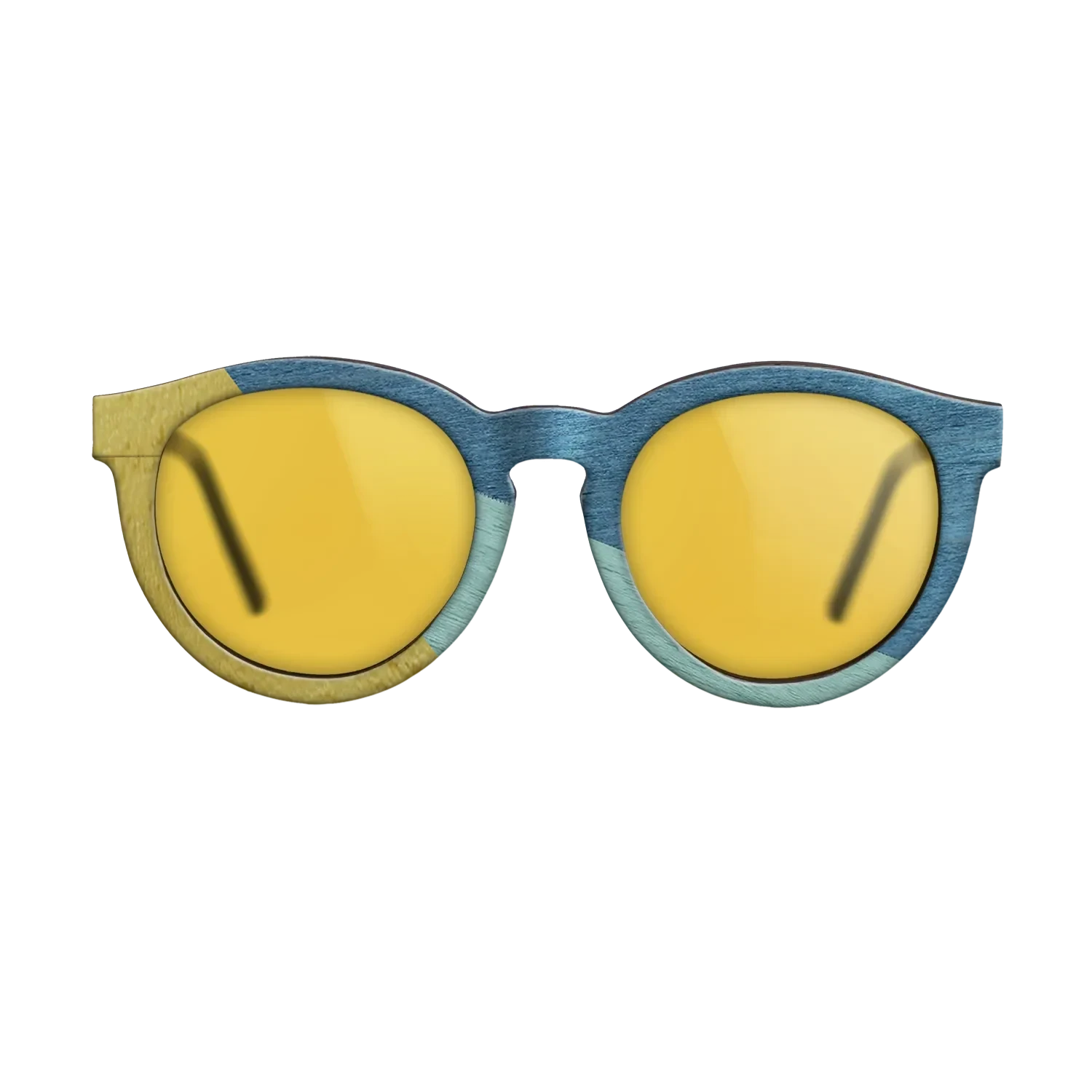 Poplar Dyed: Yellow,Poplar Dyed: Baby Blue,Poplar Dyed: Blue Denim: Angle Cut - The Rebel - Round - SIRIS wood optic