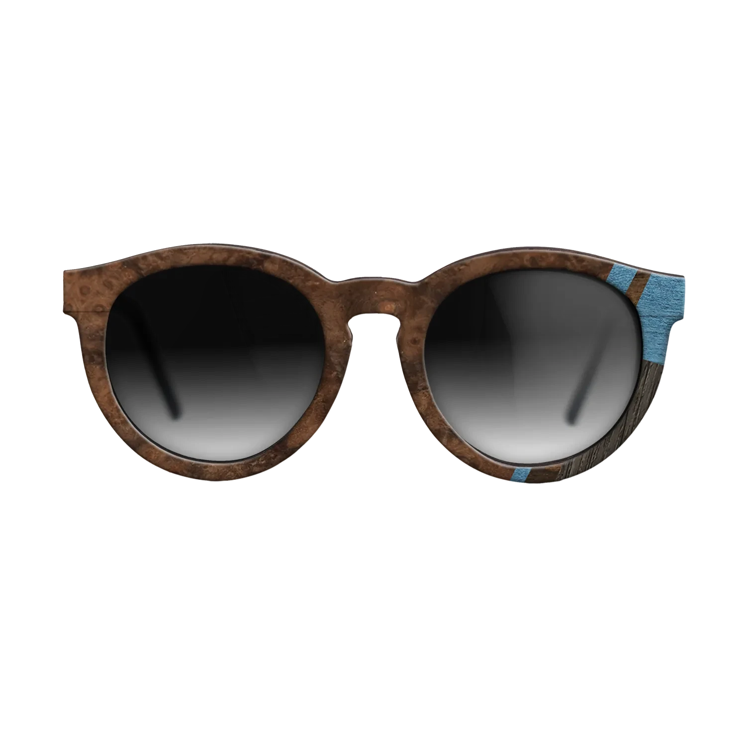 Walnut Burl,Fumed Oak,Poplar Dyed: Blue Denim,Walnut: Straight Grain,Ziricote Dark Quartered: Mosaic - The Rebel - Round - SIRIS wood optic
