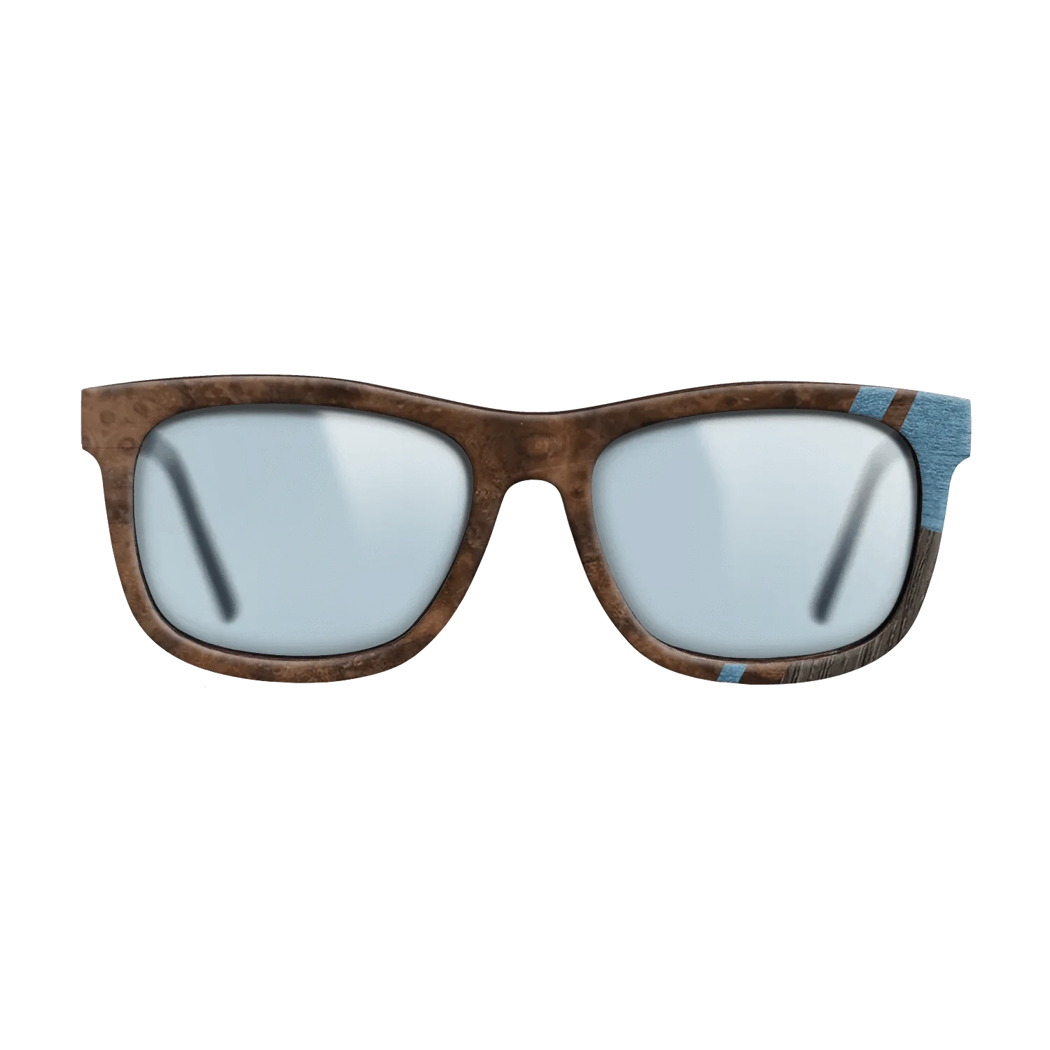 Walnut Burl,Fumed Oak,Poplar Dyed: Blue Denim,Walnut: Straight Grain,Ziricote Dark Quartered: Mosaic - The Hero - Square - SIRIS wood optic