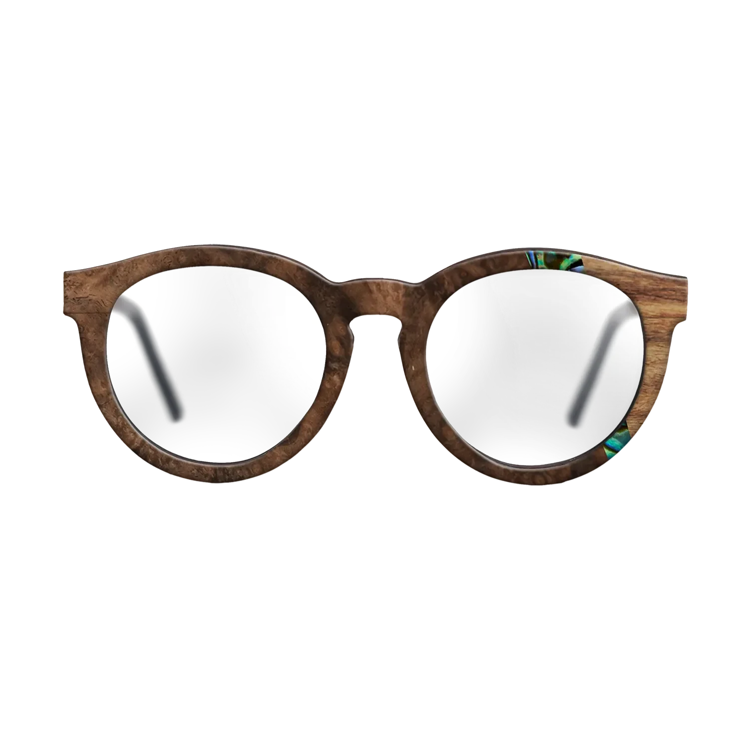 Walnut Burl,Abalone Shell,Santos Rosewood Dark: Wedge - The Rebel - Round - SIRIS wood optic