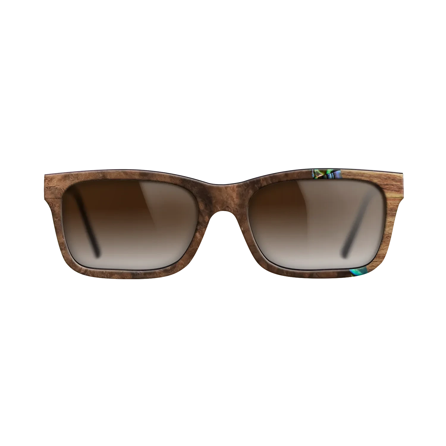 Walnut Burl,Abalone Shell,Santos Rosewood Dark: Wedge - The Sage - Rectangle - SIRIS wood optic