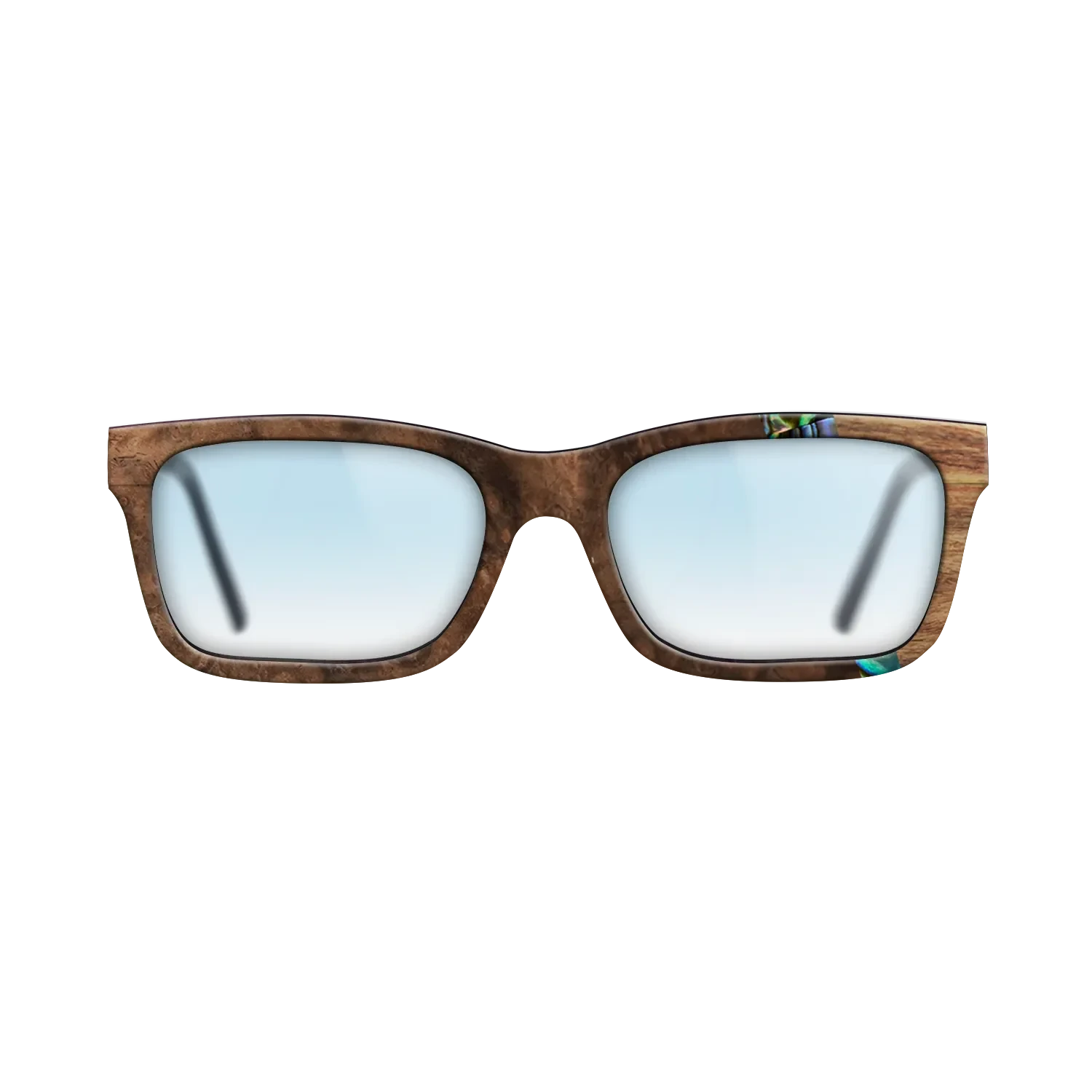 Walnut Burl,Abalone Shell,Santos Rosewood Dark: Wedge - The Sage - Rectangle - SIRIS wood optic