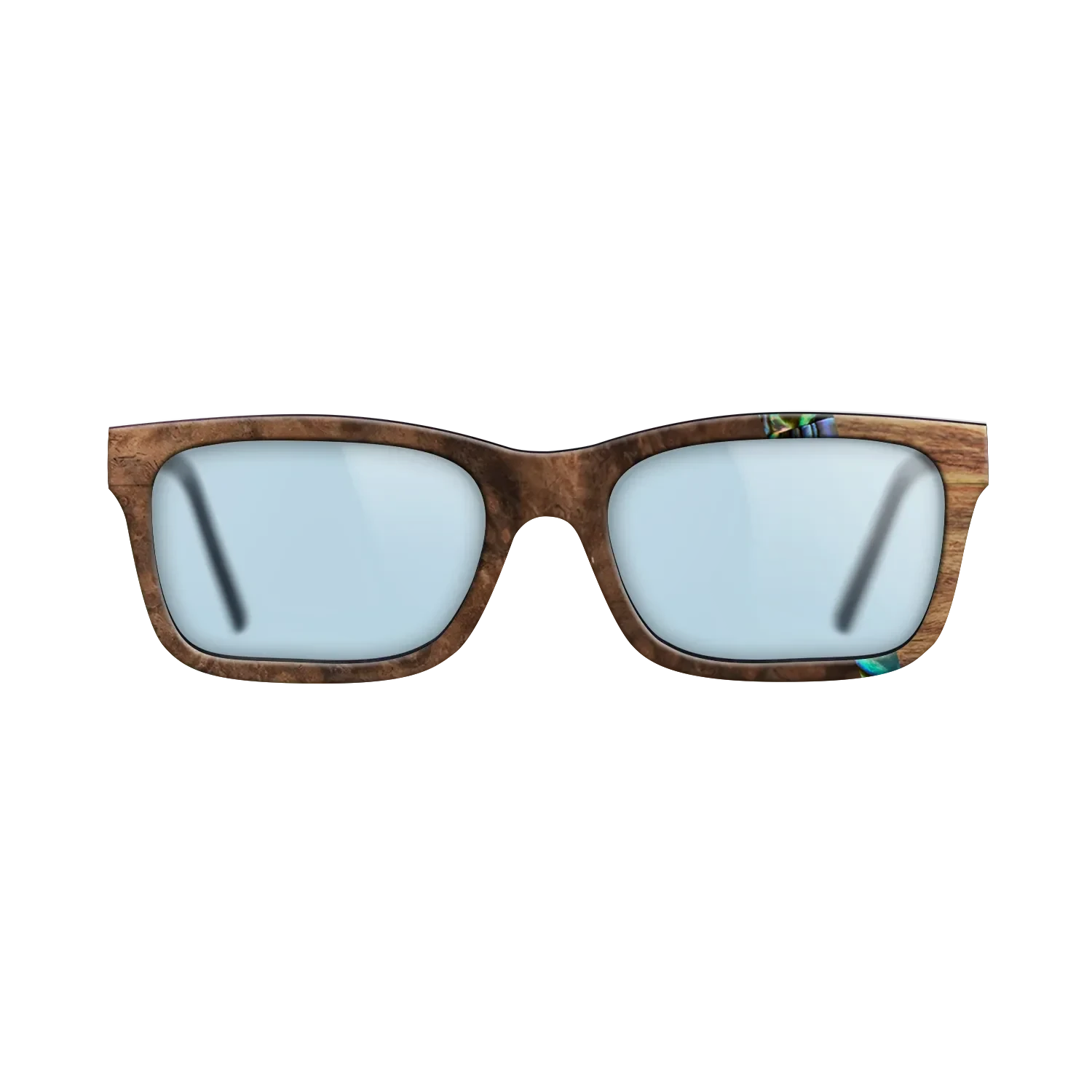 Walnut Burl,Abalone Shell,Santos Rosewood Dark: Wedge - The Sage - Rectangle - SIRIS wood optic