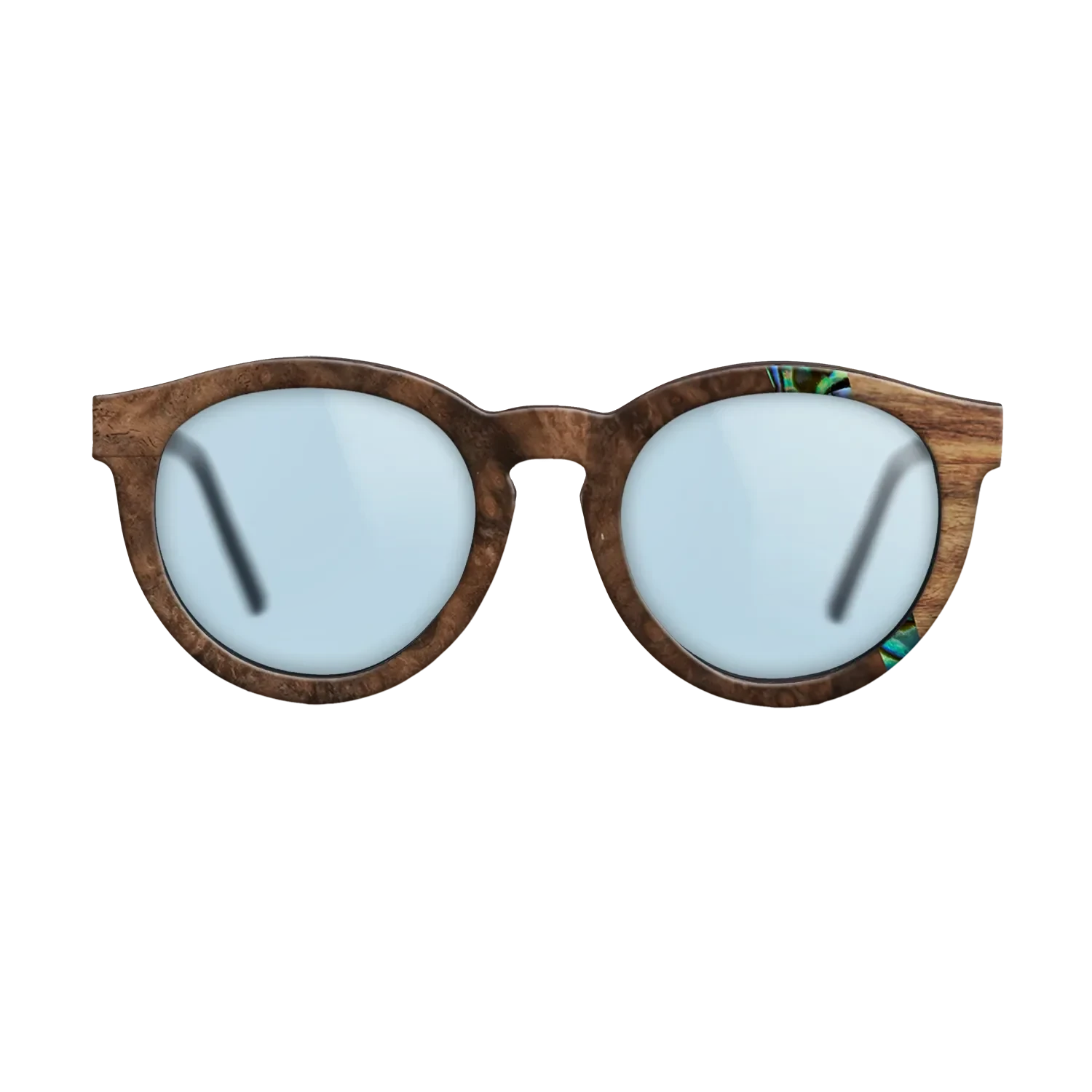 Walnut Burl,Abalone Shell,Santos Rosewood Dark: Wedge - The Rebel - Round - SIRIS wood optic