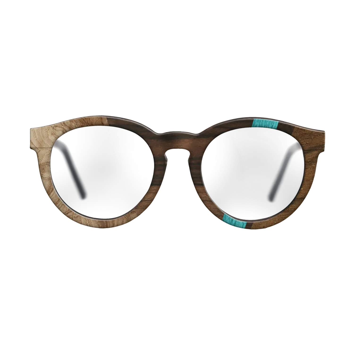 Ziricote Dark Quartered,Poplar Dyed: Turquoise,Olive Burl: Angle Cut - The Rebel - Round - SIRIS wood optic