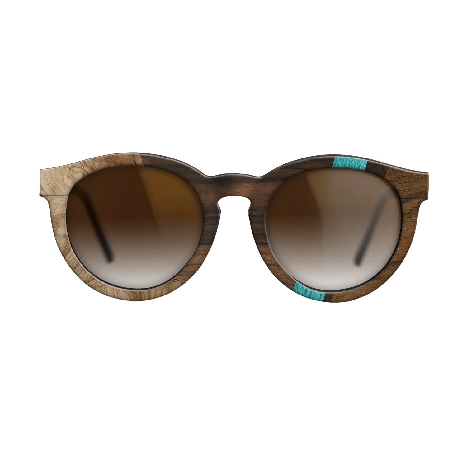 Ziricote Dark Quartered,Poplar Dyed: Turquoise,Olive Burl: Angle Cut - The Rebel - Round - SIRIS wood optic