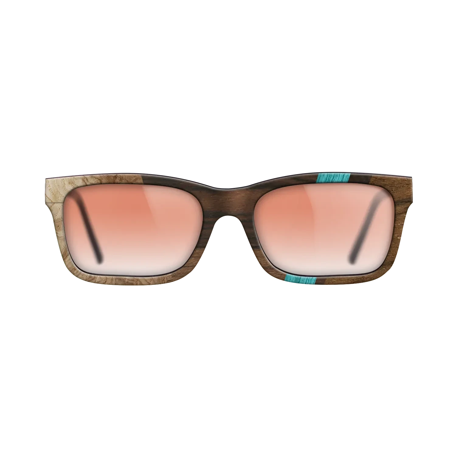 Ziricote Dark Quartered,Poplar Dyed: Turquoise,Olive Burl: Angle Cut - The Sage - Rectangle - SIRIS wood optic