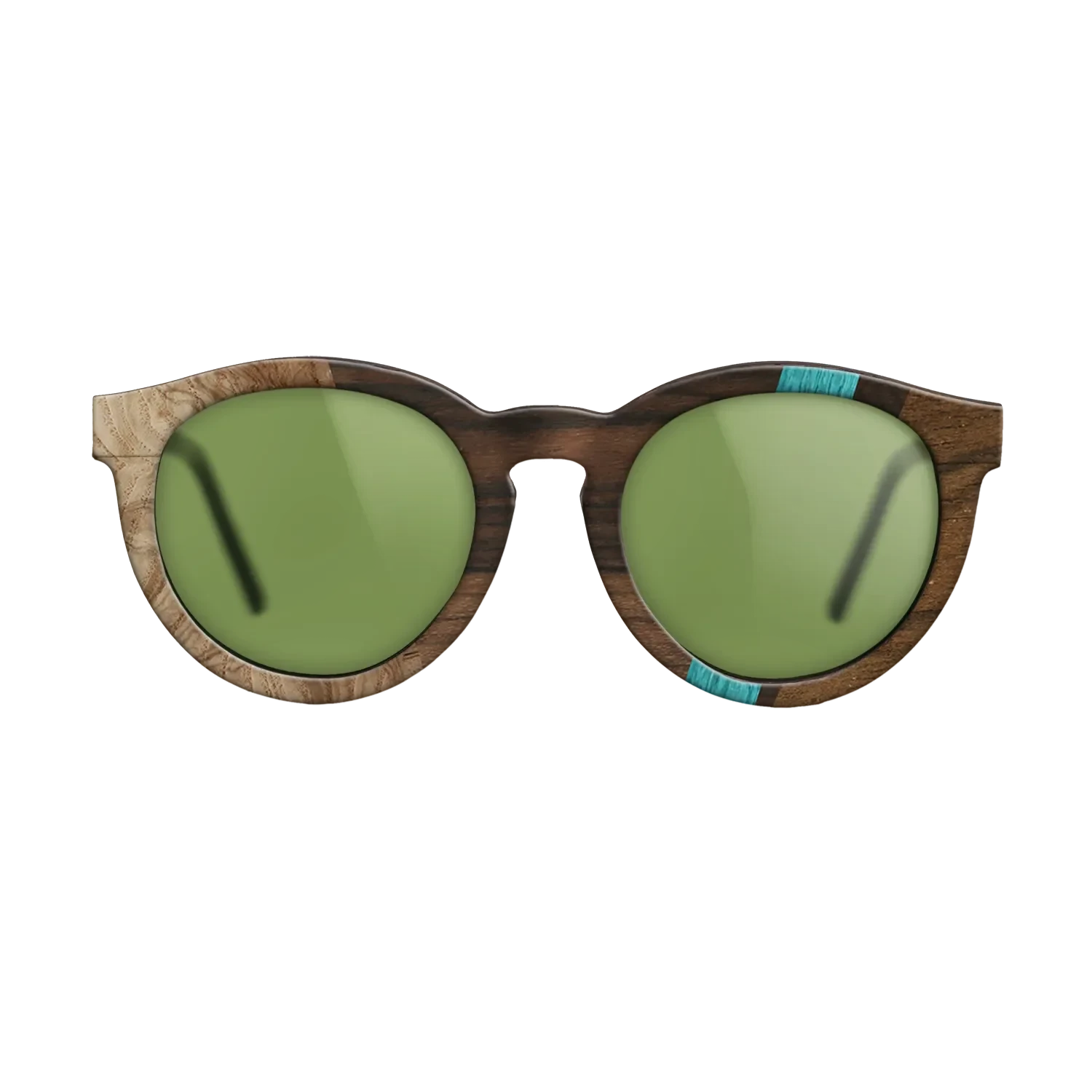 Ziricote Dark Quartered,Poplar Dyed: Turquoise,Olive Burl: Angle Cut - The Rebel - Round - SIRIS wood optic