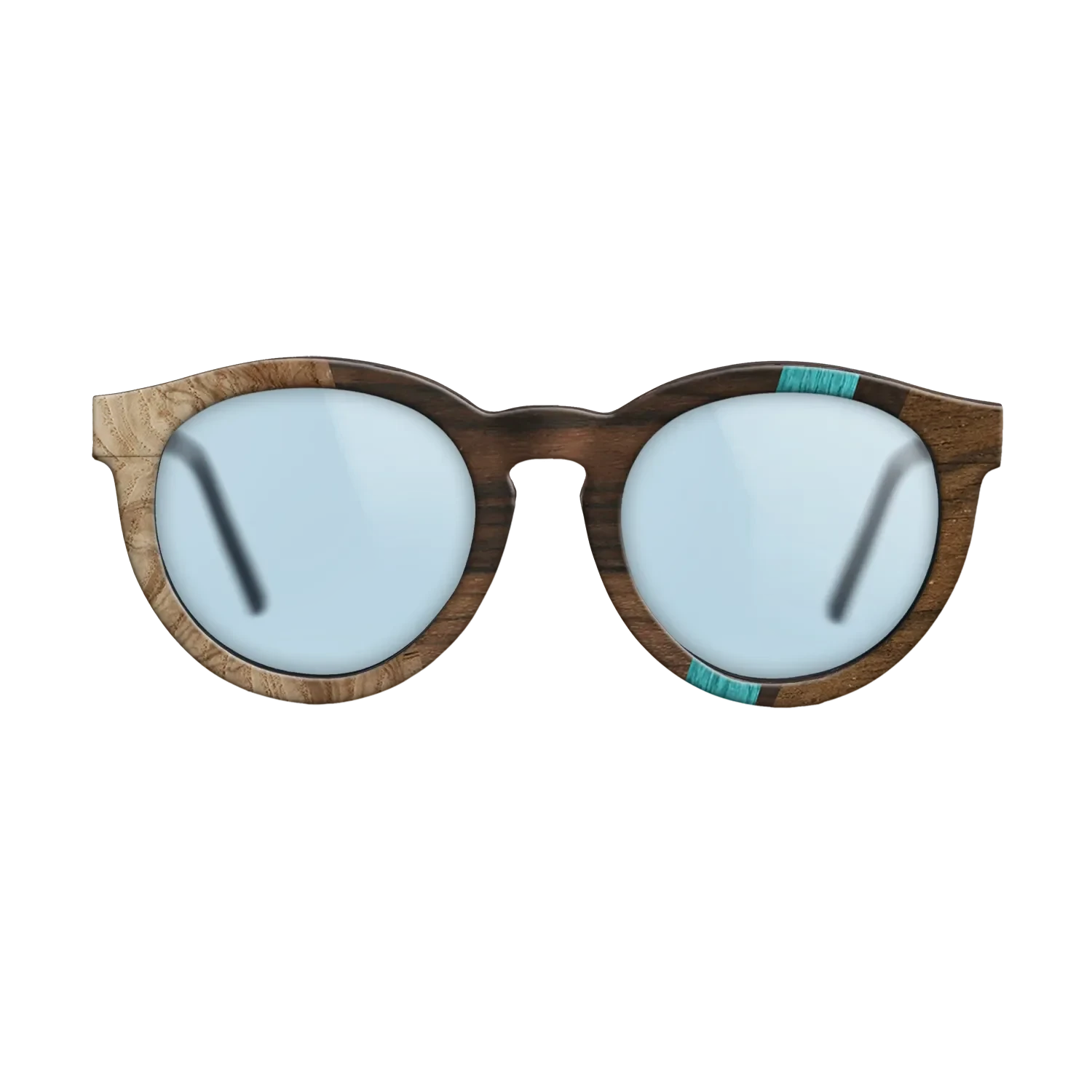 Ziricote Dark Quartered,Poplar Dyed: Turquoise,Olive Burl: Angle Cut - The Rebel - Round - SIRIS wood optic