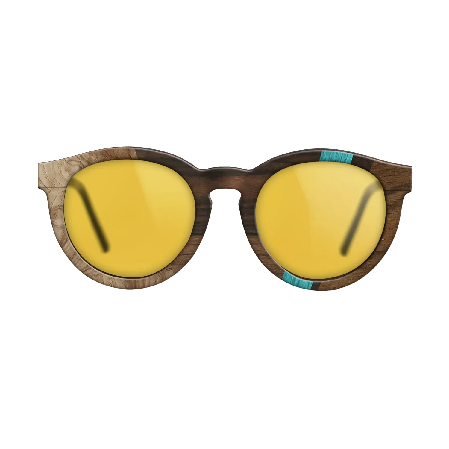 Ziricote Dark Quartered,Poplar Dyed: Turquoise,Olive Burl: Angle Cut - The Rebel - Round - SIRIS wood optic