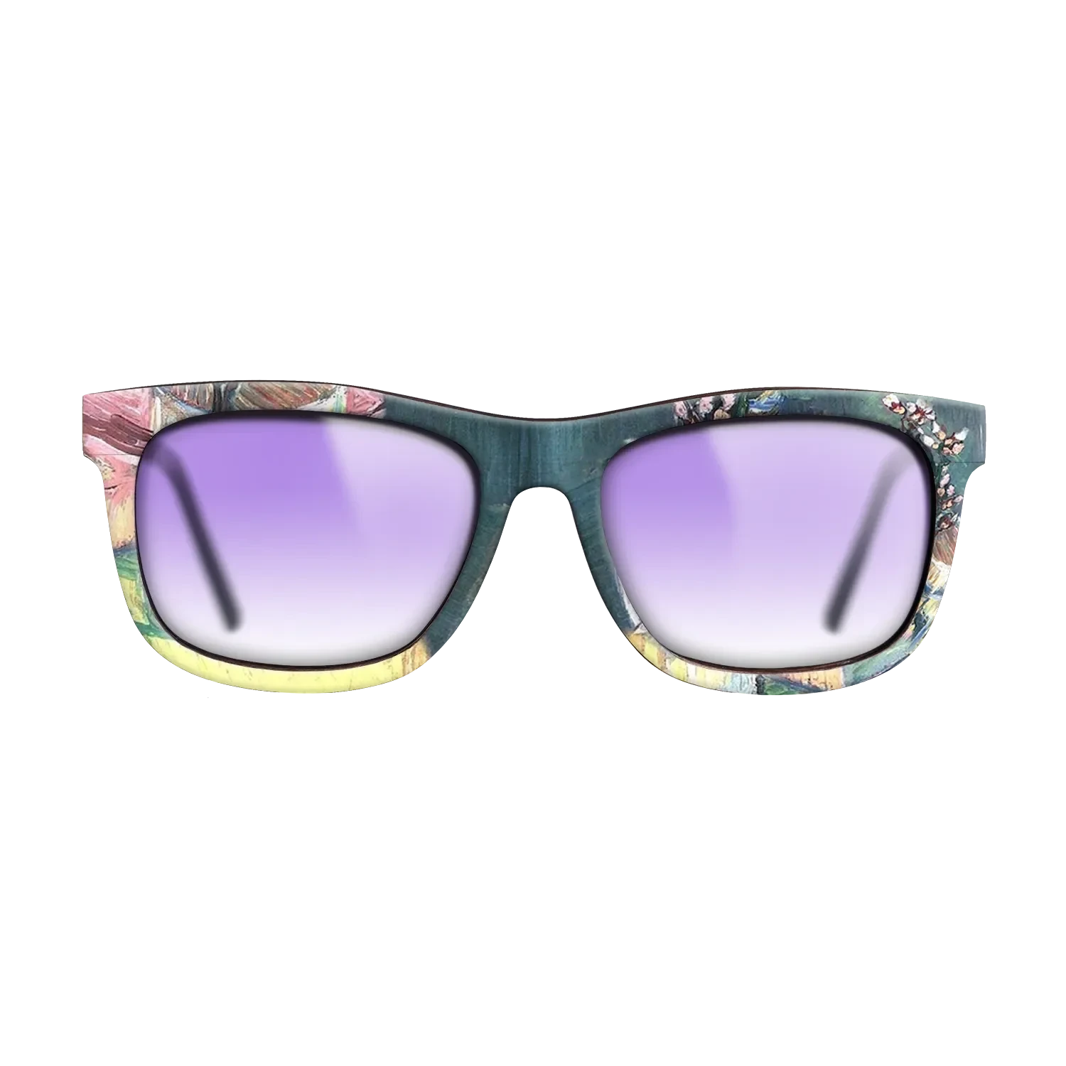 Oil Painting on Straight Grain Walnut: Rococo - Blossoming Almond Branch in a Glass with a Book Vincent van Gogh - The Hero - Square - 1966 - SIRIS wood optic